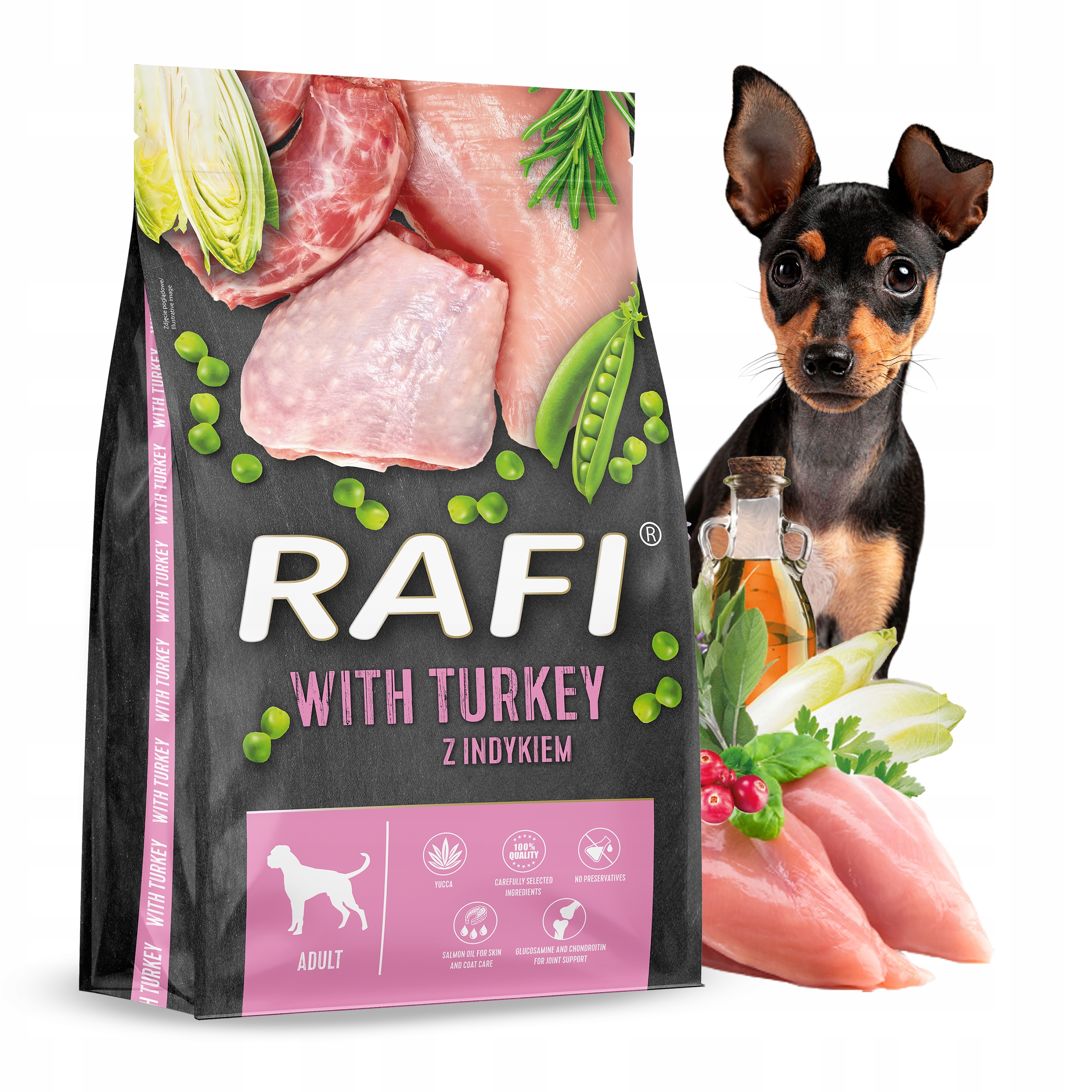 Rafi Adult Turkey 10kg sucha karma z indykiem dla dorosłych psów