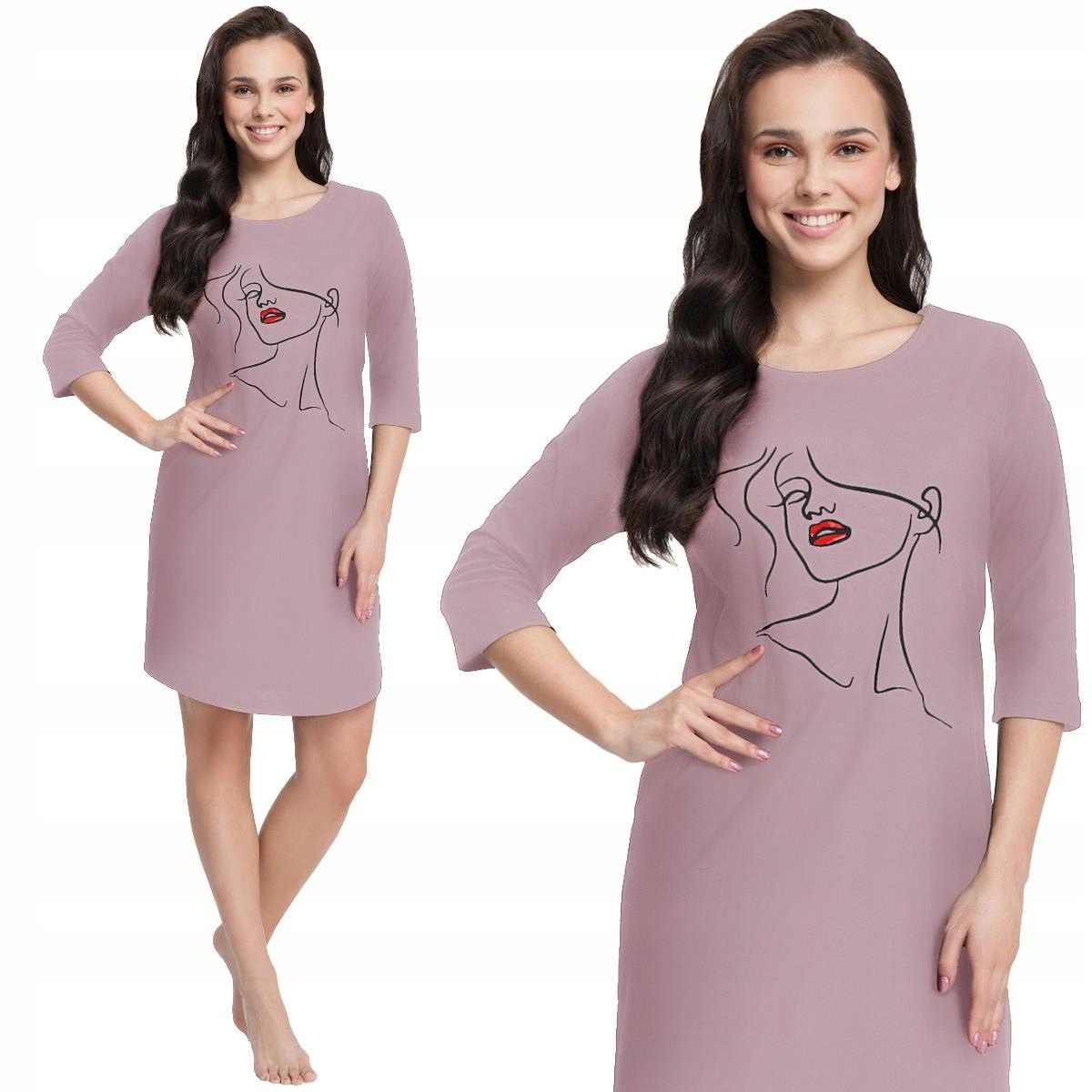 

Bawełniana koszula nocna Luna 71 pudrowa [3XL]