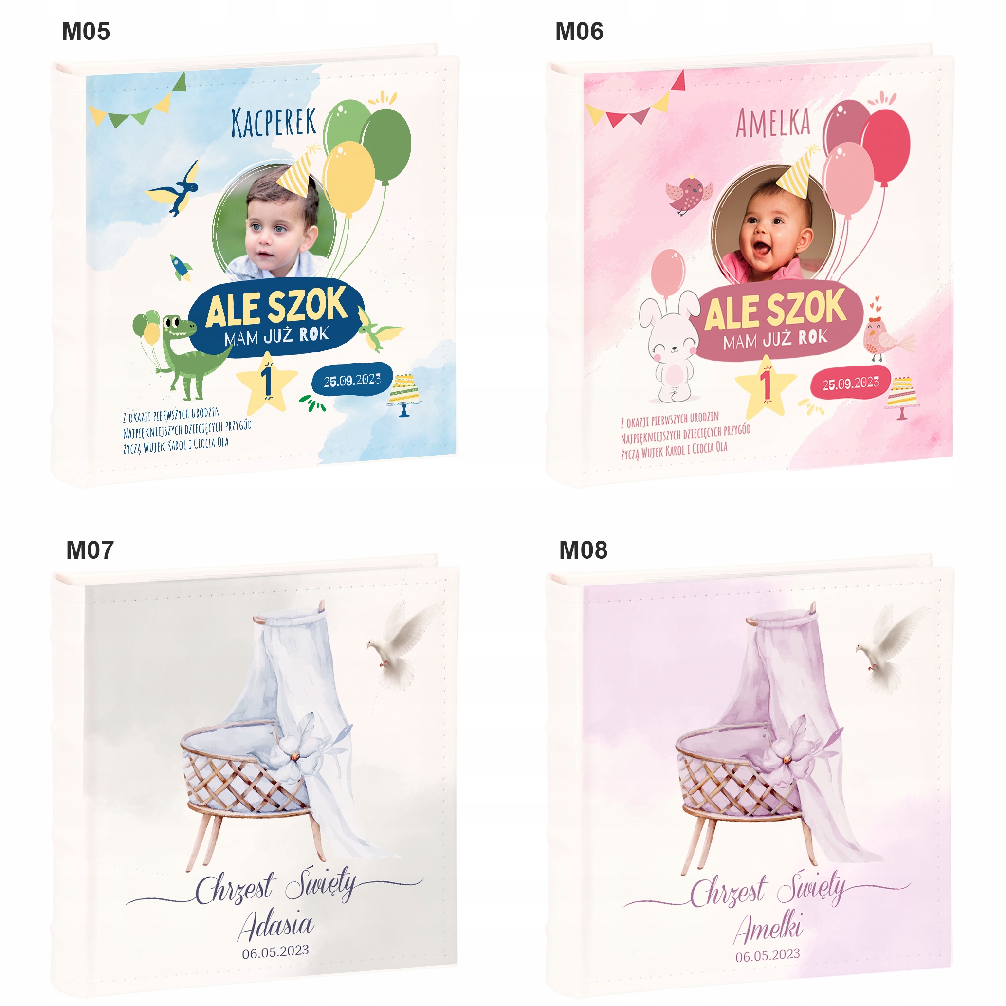 ALBUM NA ZDJĘCIA IMIĘ DZIECKA CHRZEST PREZENT Orientacja kwadrat