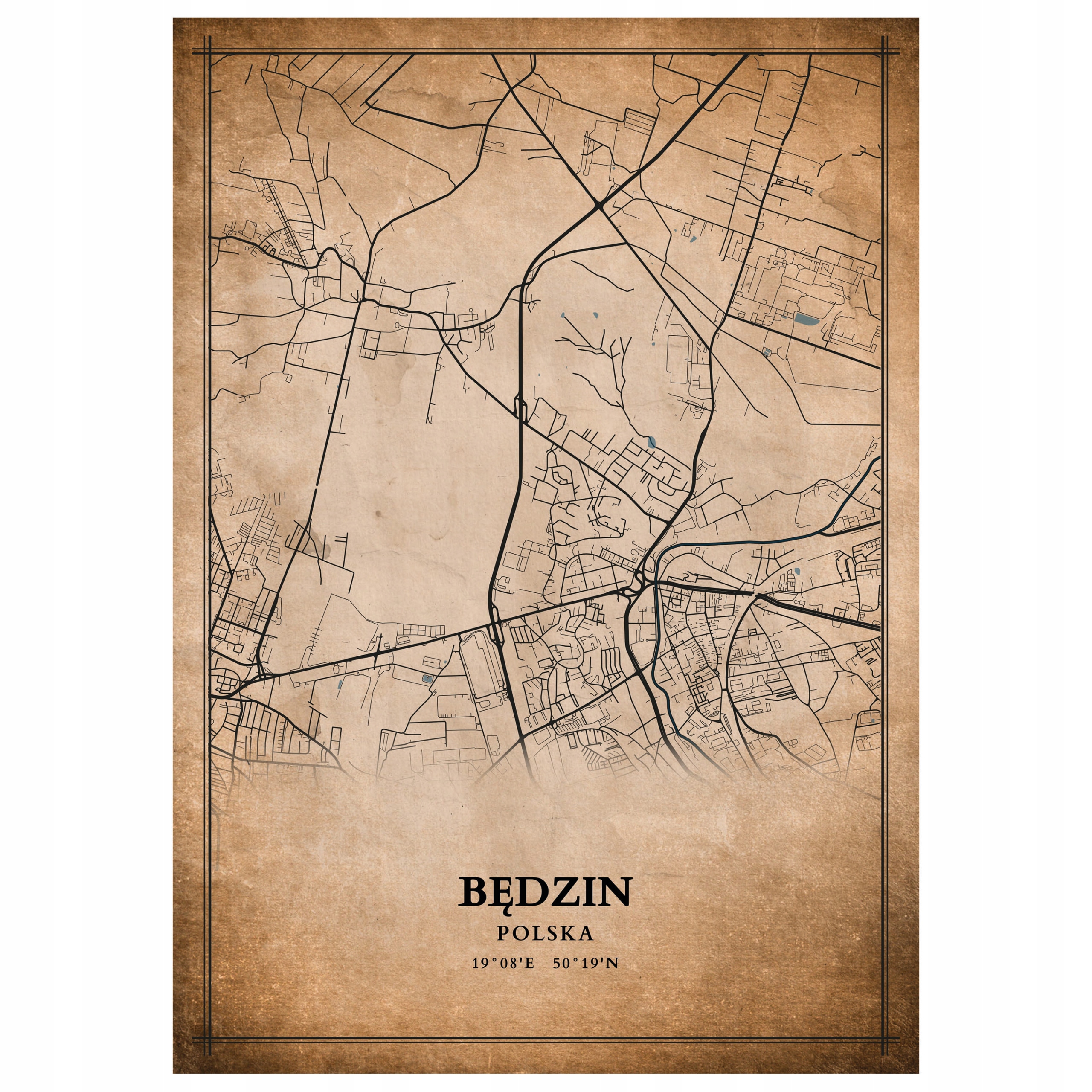 

Plakat Mapa miasta vintage Będzin 70x50cm