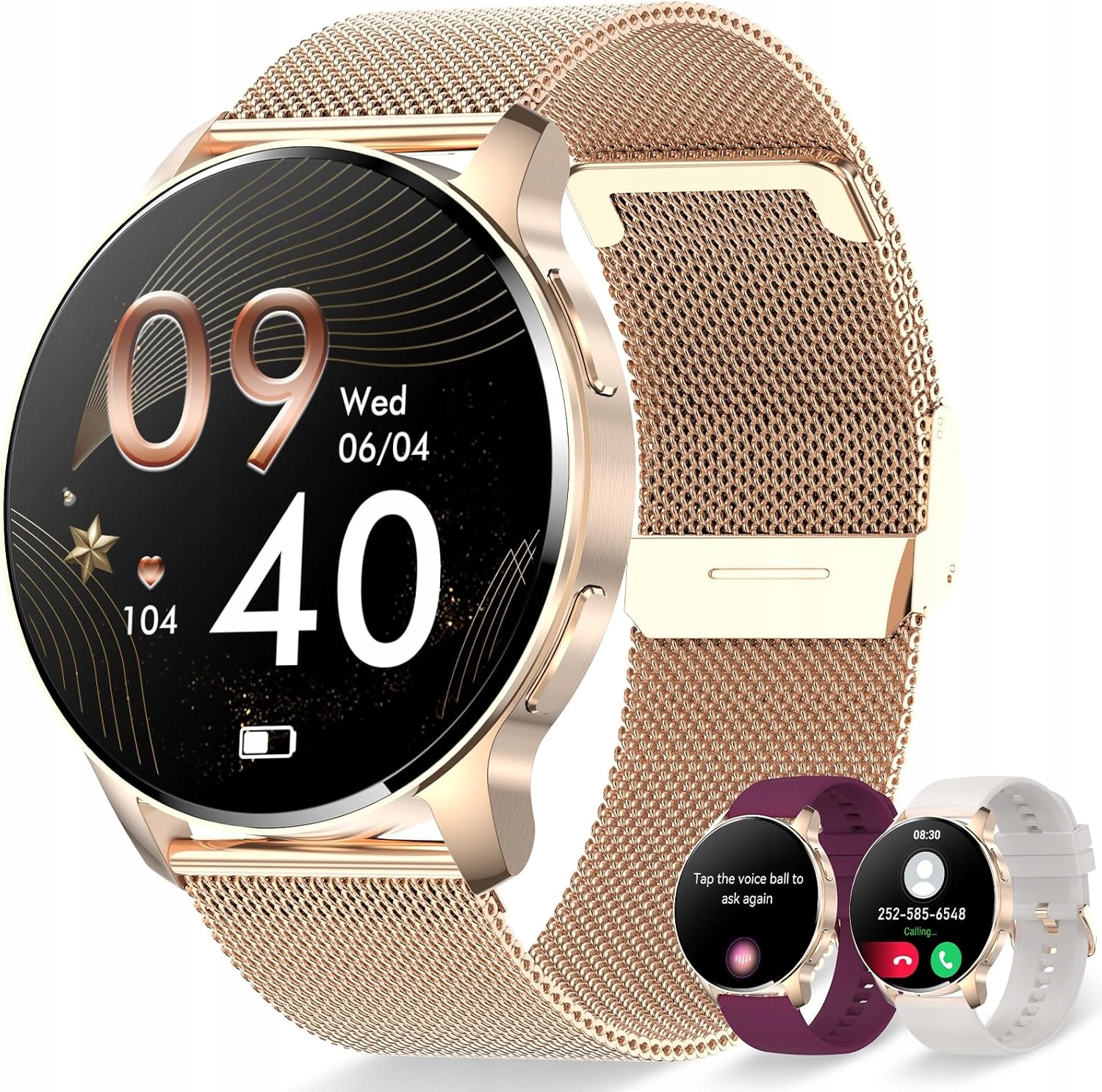 Damski Zegarek Smartwatch 1,32'' Android Ios 270 mAh 3 Wymienne Paski