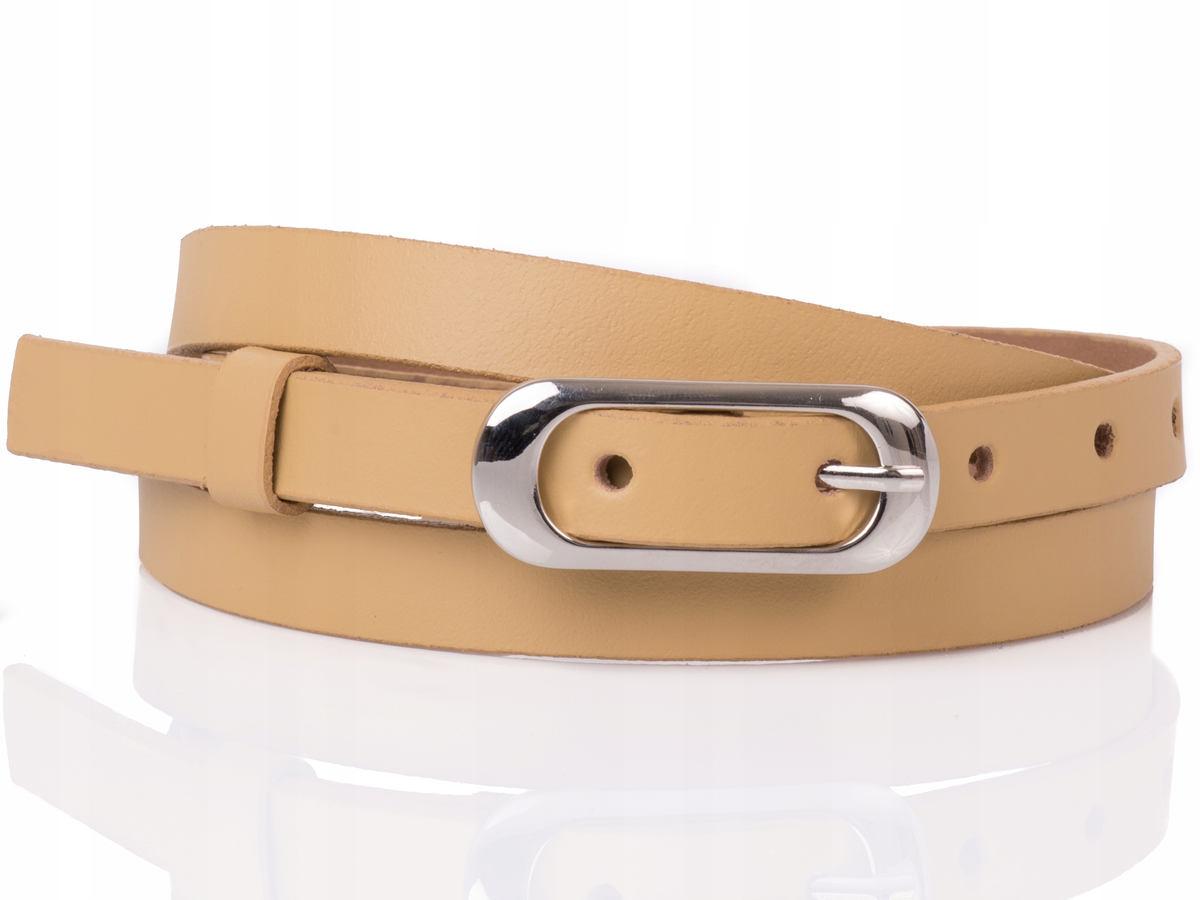 Damski SKÓRZANY pasek 1,5cm Żółty |100obw Rodzaj klamry klasyczna