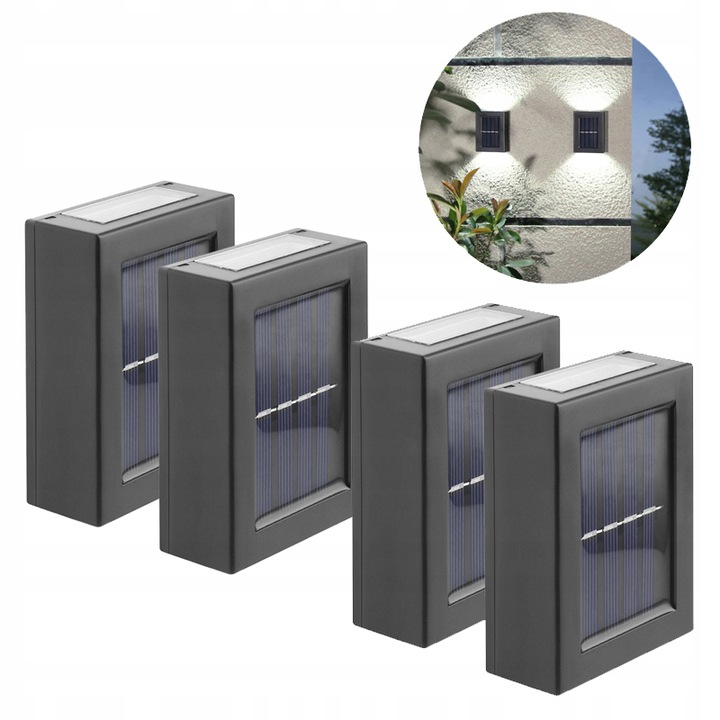 

4szt Lampa Solarna Kinkiet Ścienna Led Płot Ścianę
