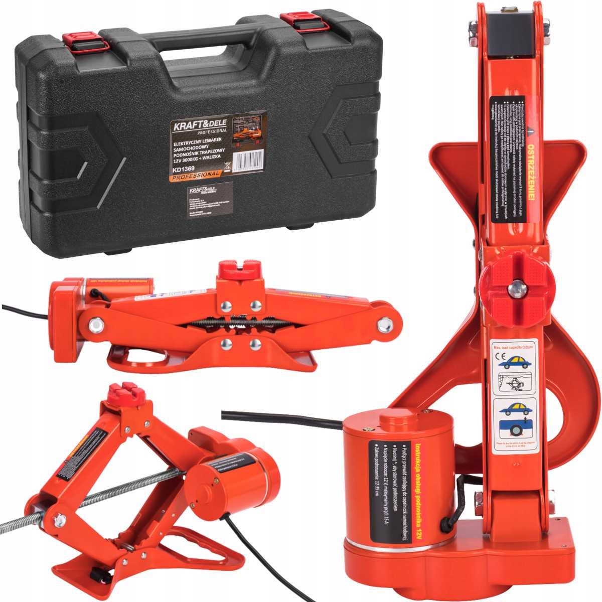 Elektrický Automobilový Zdvihák 12V 3T 120-350 MM Kufor KD1369