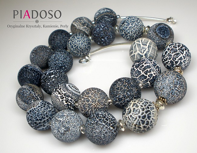 Krásný náhrdelník Achát Matný Stříbro