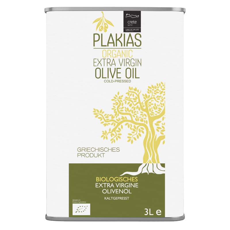 Bio Oliwa z oliwek extra virgin 100% bez Gmo Grecja Kreta puszka 3l Plakias
