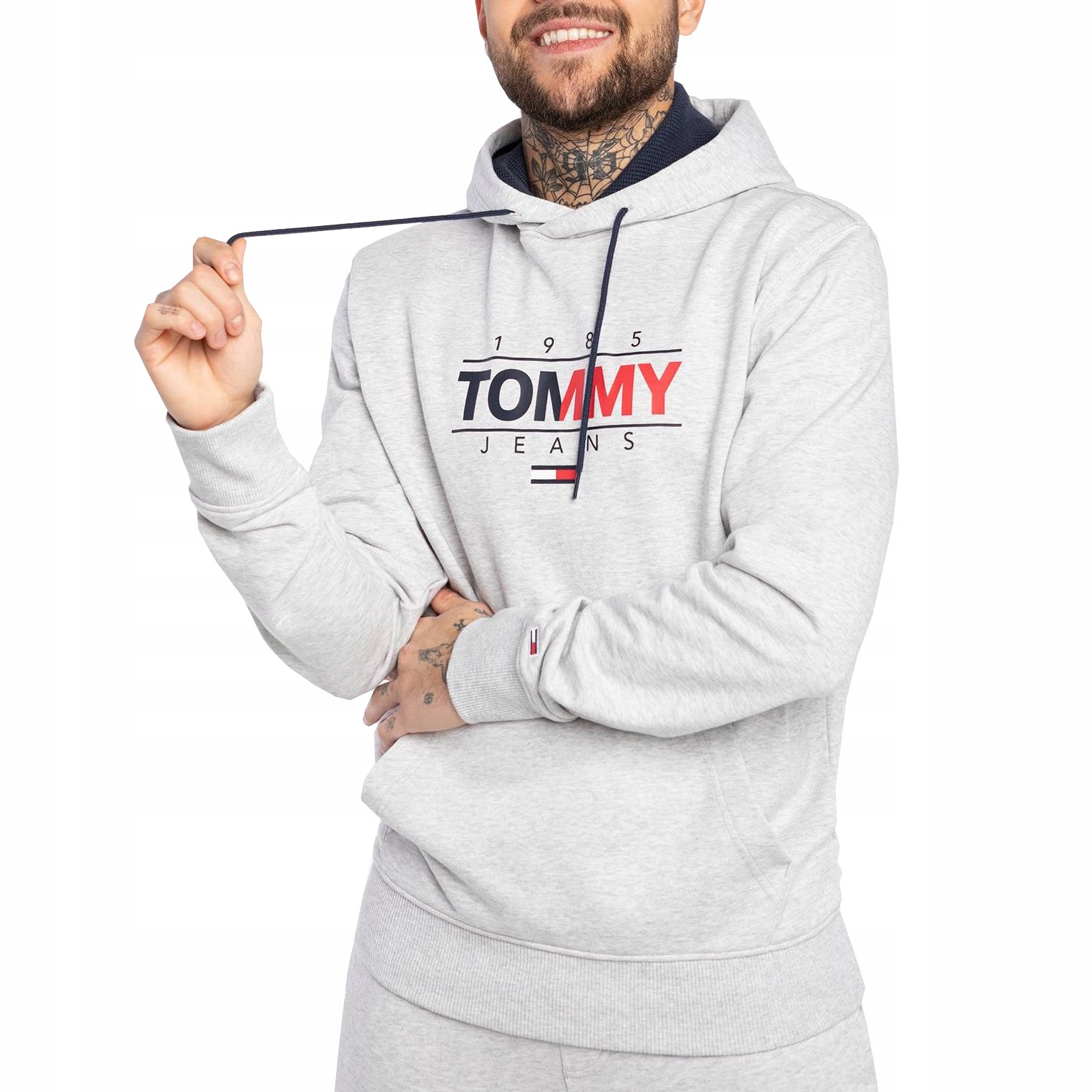 TOMMY JEANS PÁNSKA MIKINA S KAPUCŇOU ŠEDÁ XXL