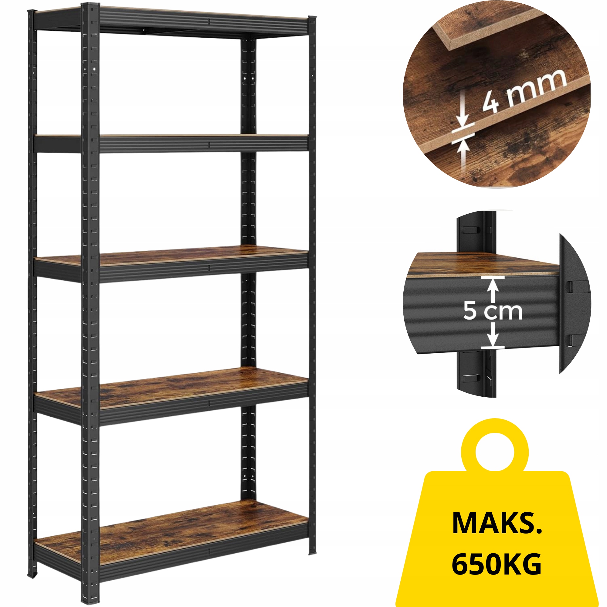 Skladovací regál do Pivnice max. 650 kg 150x75x30 cm 5 Políc