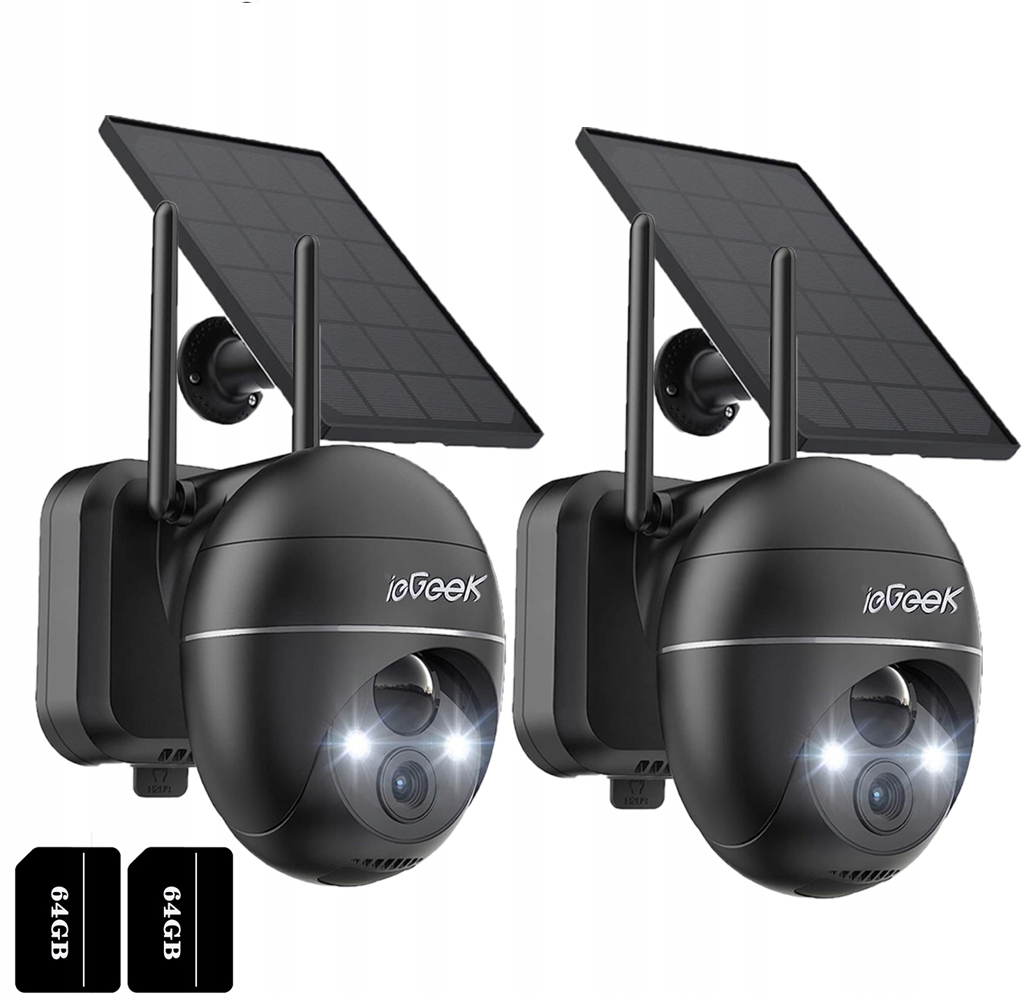 2x Solární bezdrátová venkovní Ip WiFi kamera 3MPx Alarm Oznámení