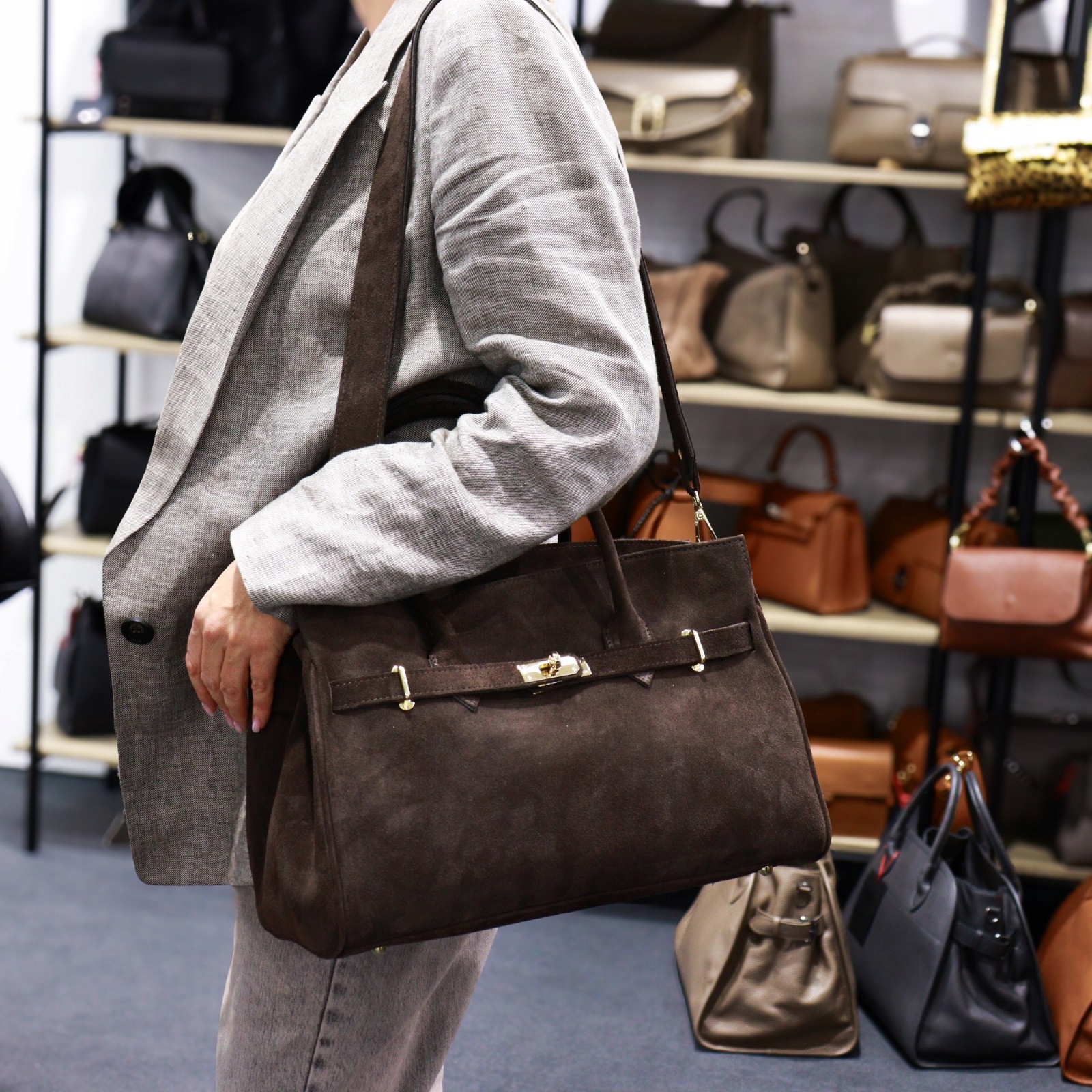 Dámská semišová kabelka Nella-M Espresso