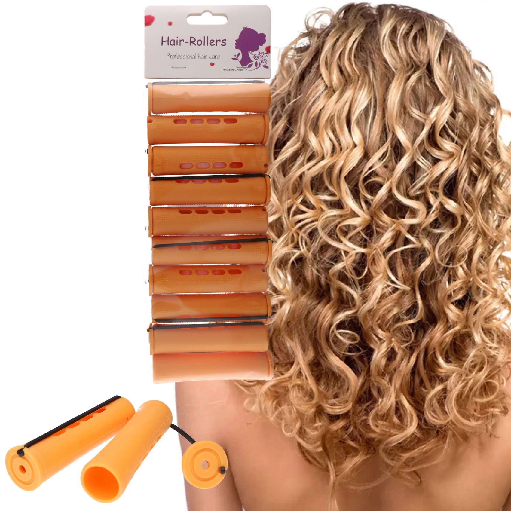 

Wałki Do Włosów z gumką 19mm x 80mm 10 szt. Loki