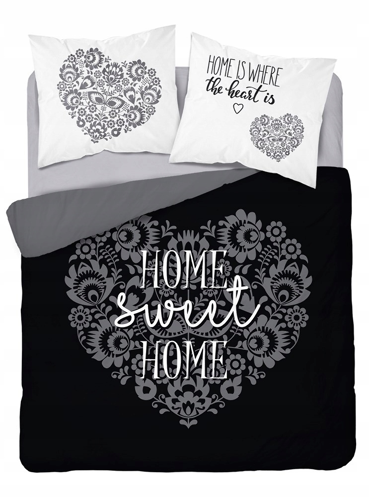 

Pościel 220x200 Home sweet Home serca czarna biała