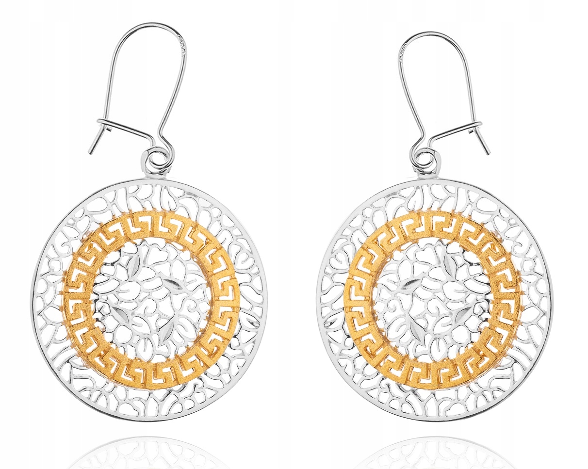 

Srebrne Pozłacane Kolczyki Koła AŻUROWE.925!24K