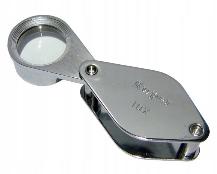 Wysokiej klasy lupa składana x10 szklana, metalowa