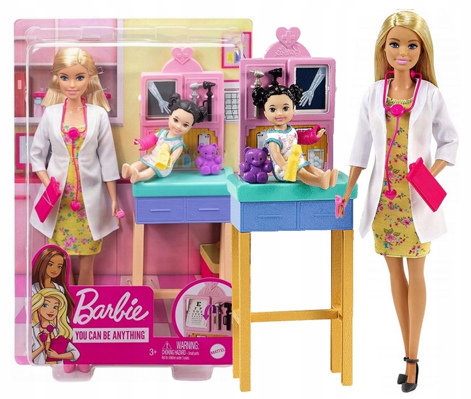 

Lalka Barbie Lekarz Pediatra dziecko akcesoria