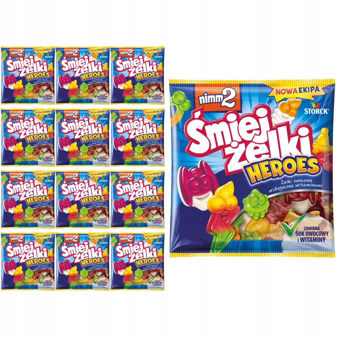 Levně nimm2 Želé bonbóny Heroes s ovocnými Želé Bonbony obohacené vitamíny 90 g x 12 kusů