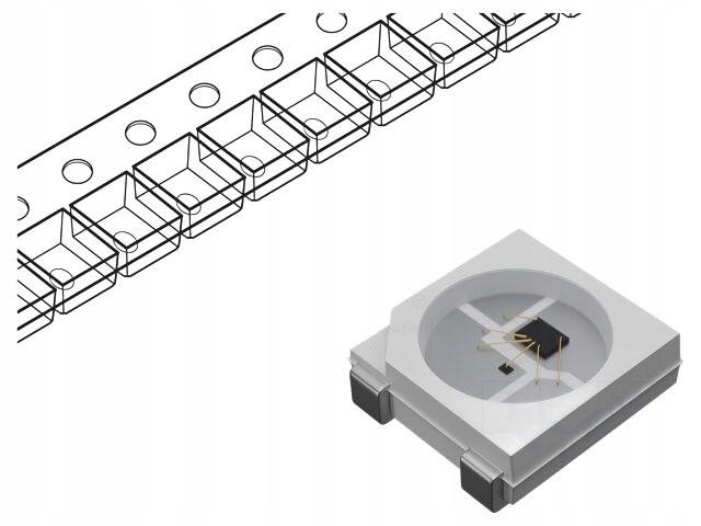 LED programowalna RGB SMD 2020 3,7÷5,5VDC 2,2x2x0,84mm 10kHz (1szt)