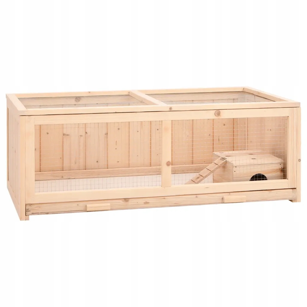 Levně vidaXL Klec pro křečka, 104 x 52 x 38 cm, masivní jedlové dřevo