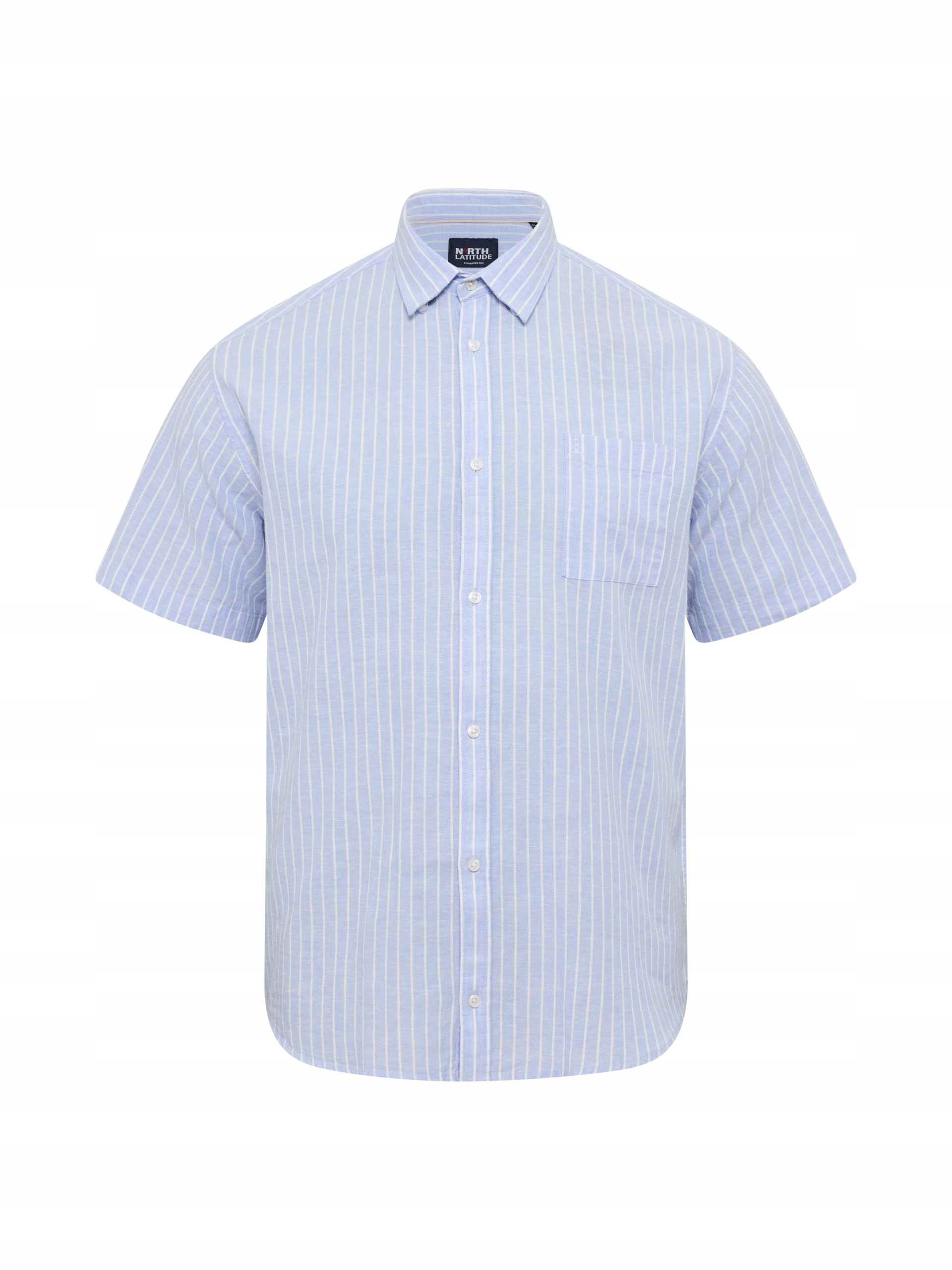 North Latitude Lněná Košile S Pruhy, Modrá, Velké Velikosti 5XL