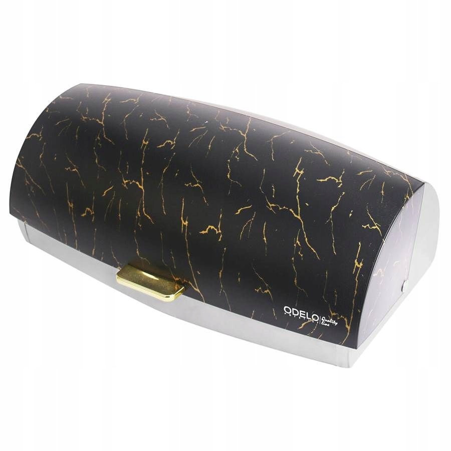 Nádoba Chlebak na pečivo chléb kuchyňské rohlíky kovová černá zlatá