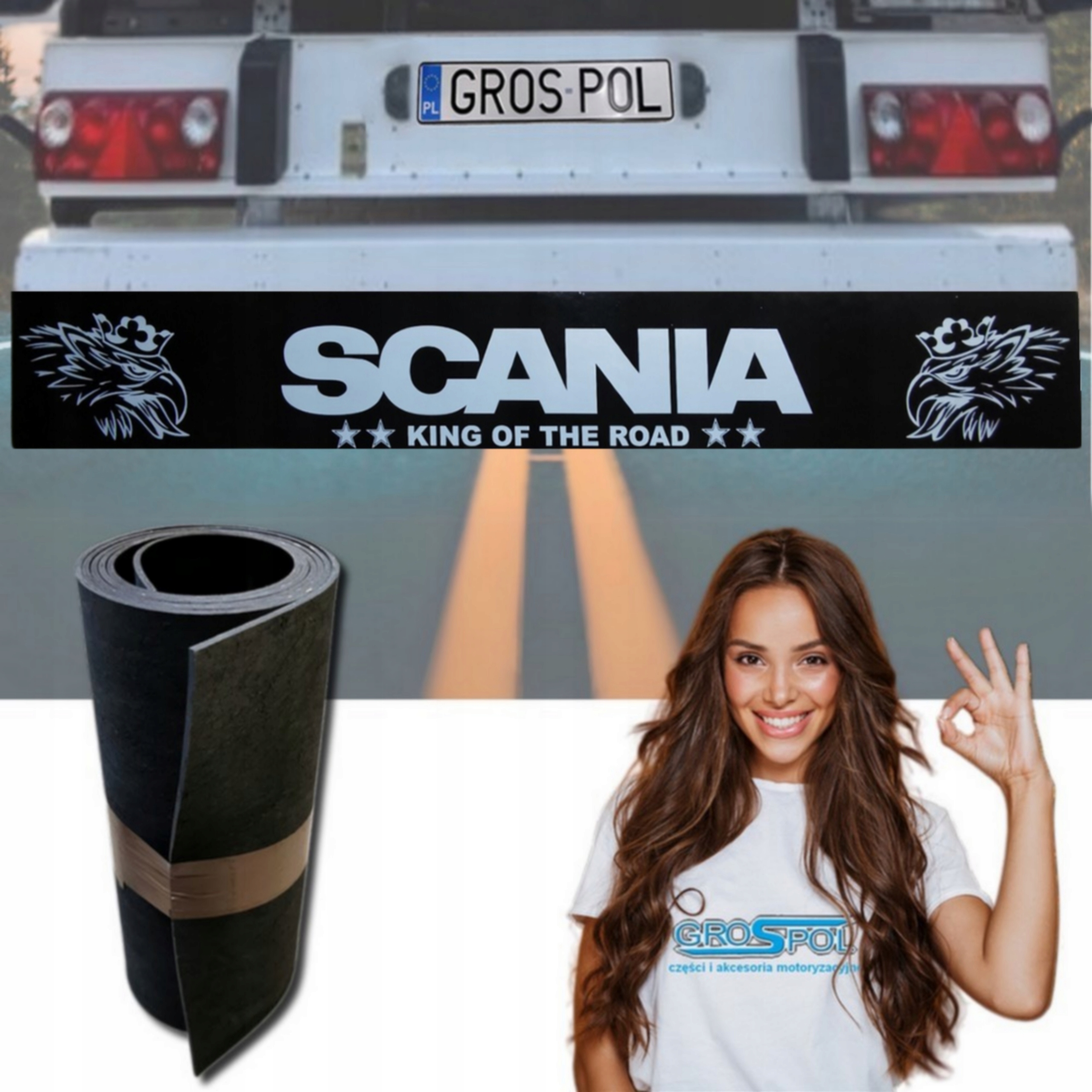 Chlapacz Fartuch Naczep 240x35 do Scania Gryf King Of The Road Biało-Czarny