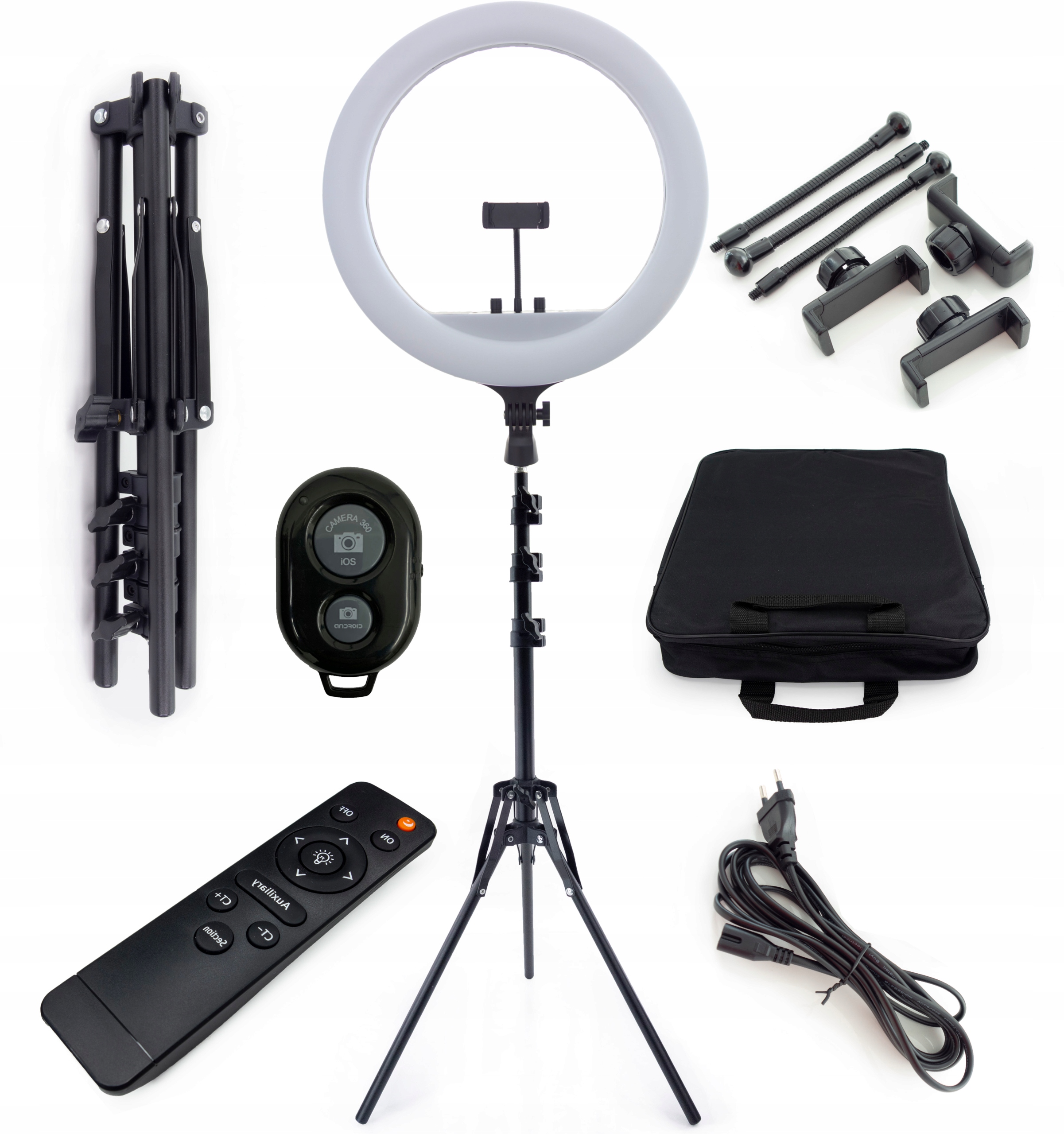 RL-21 54CM Lampa Pierścieniowa Led 7800 Lumenów 560 Diod Pilot Torba Statyw