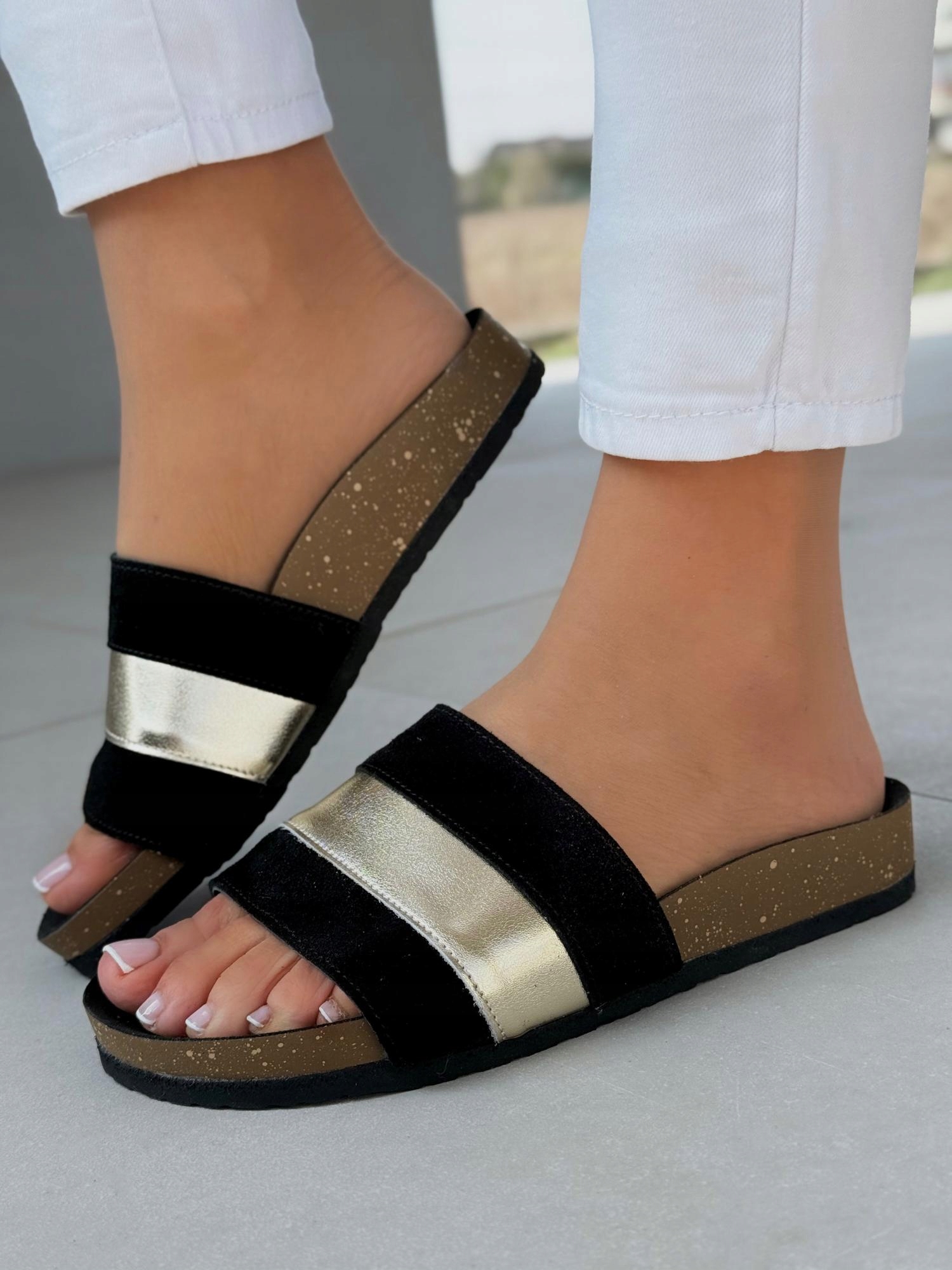 Černé kožené nazouváky pantofle Oleksy od Polského Výrobce! R36