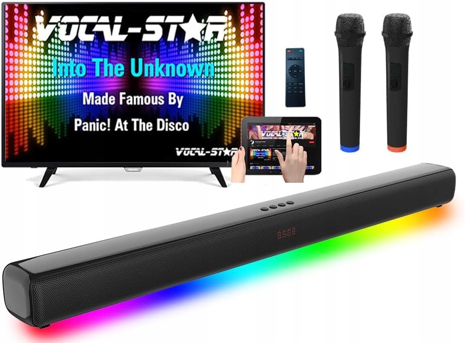 Soundbar Pre Karaoke Led Reproduktor Rgbw Subwoofer 2 Mikrofóny Vocal-star