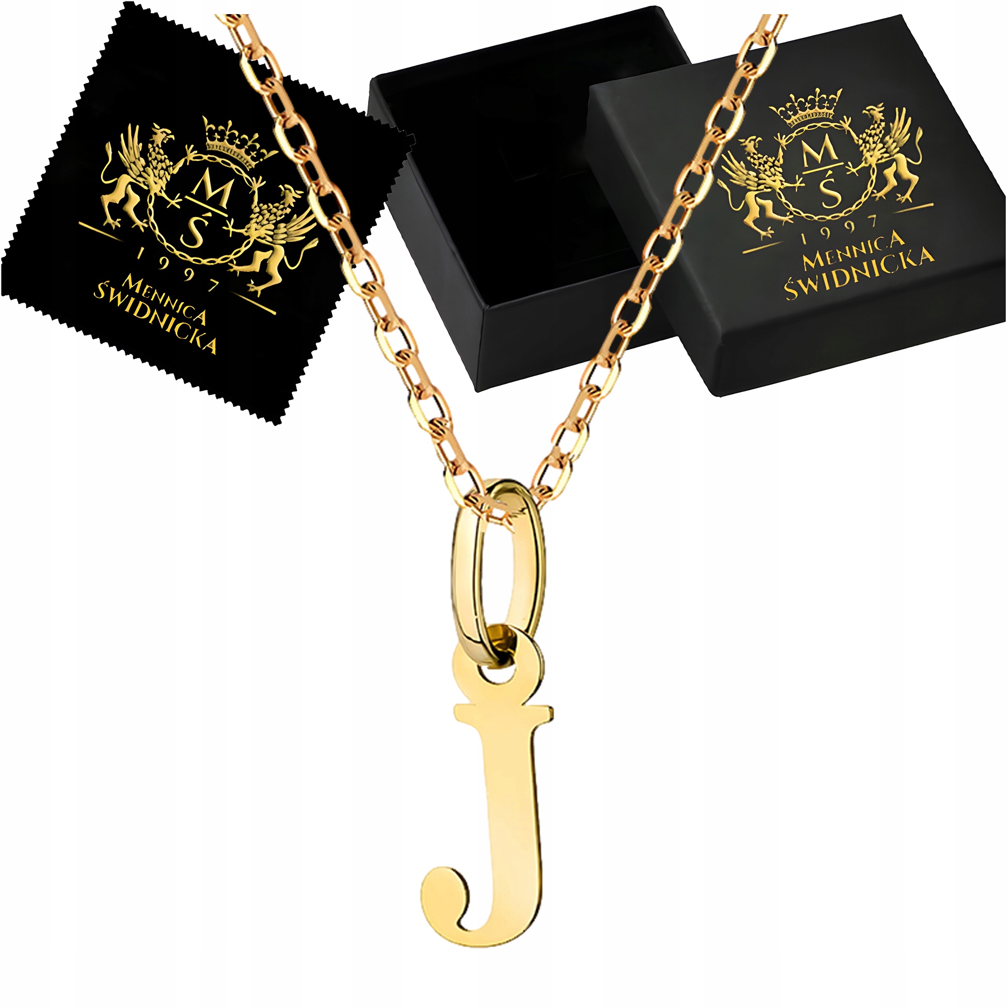 Zlatý náhrdelník Písmeno J Řetízek Ankr a Přívěsek Zlato 585 pro ženy