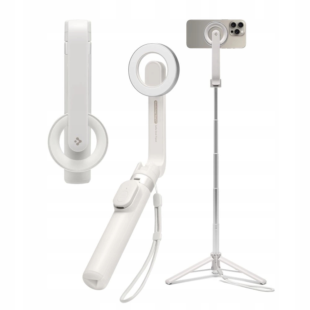 Selfie tyč Spigen S571W MagSafe Bluetooth s tripodem béžová