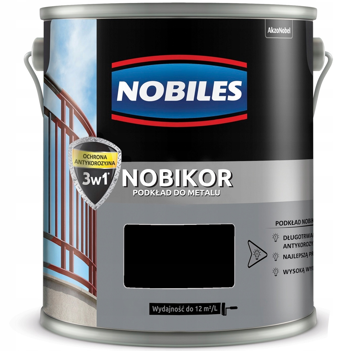 Nobiles Nobikor farba na kov, podkladová farba ftalová Čierna 10L