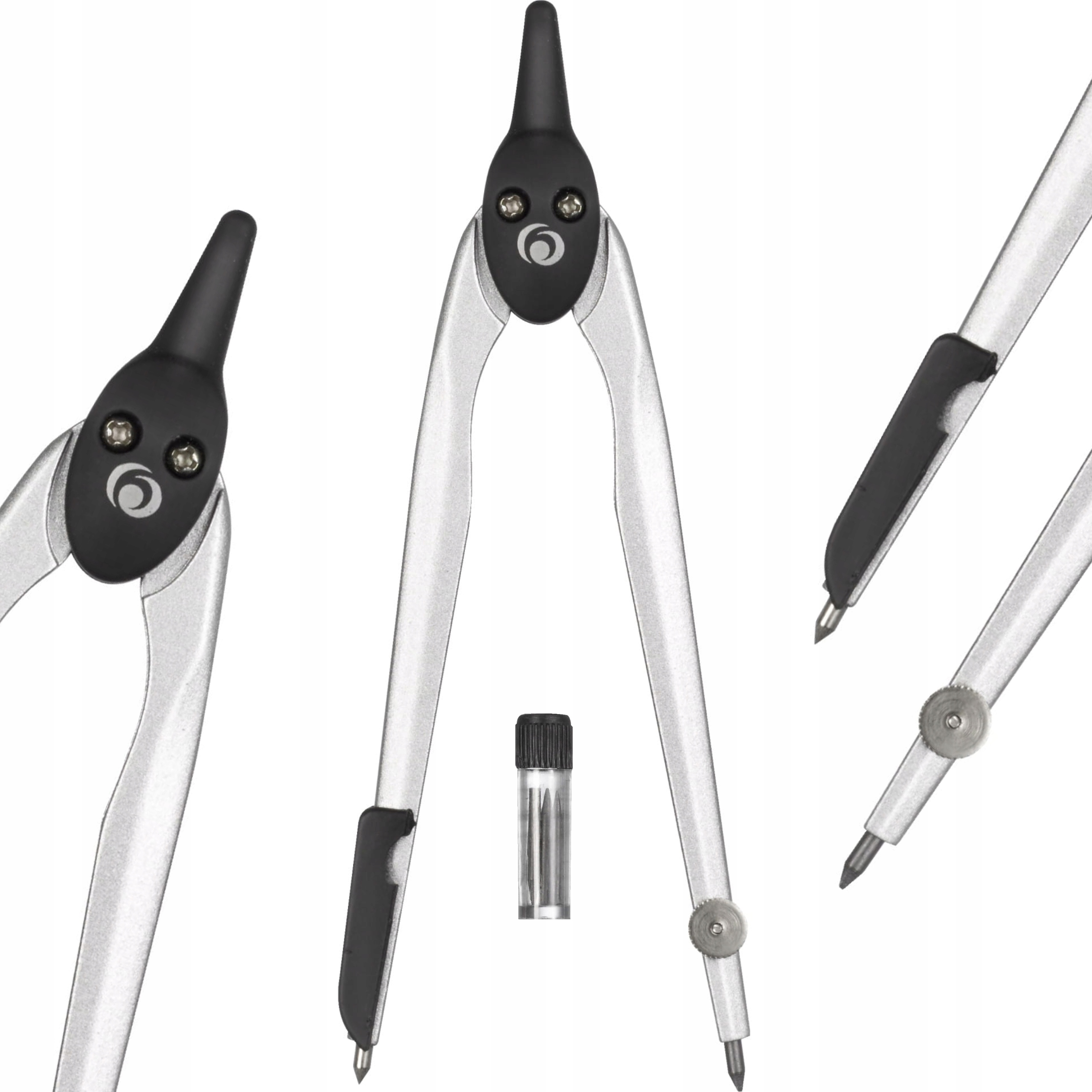 Cyrkiel geometryczny metalowy w Etui Herlitz rysiki grafit komplet zestaw