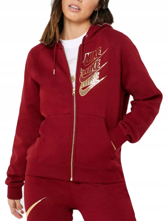 Nike Mikina Se Zapínáním Kapuce Lesklé doplňky Loose Fit BV4988-677 L