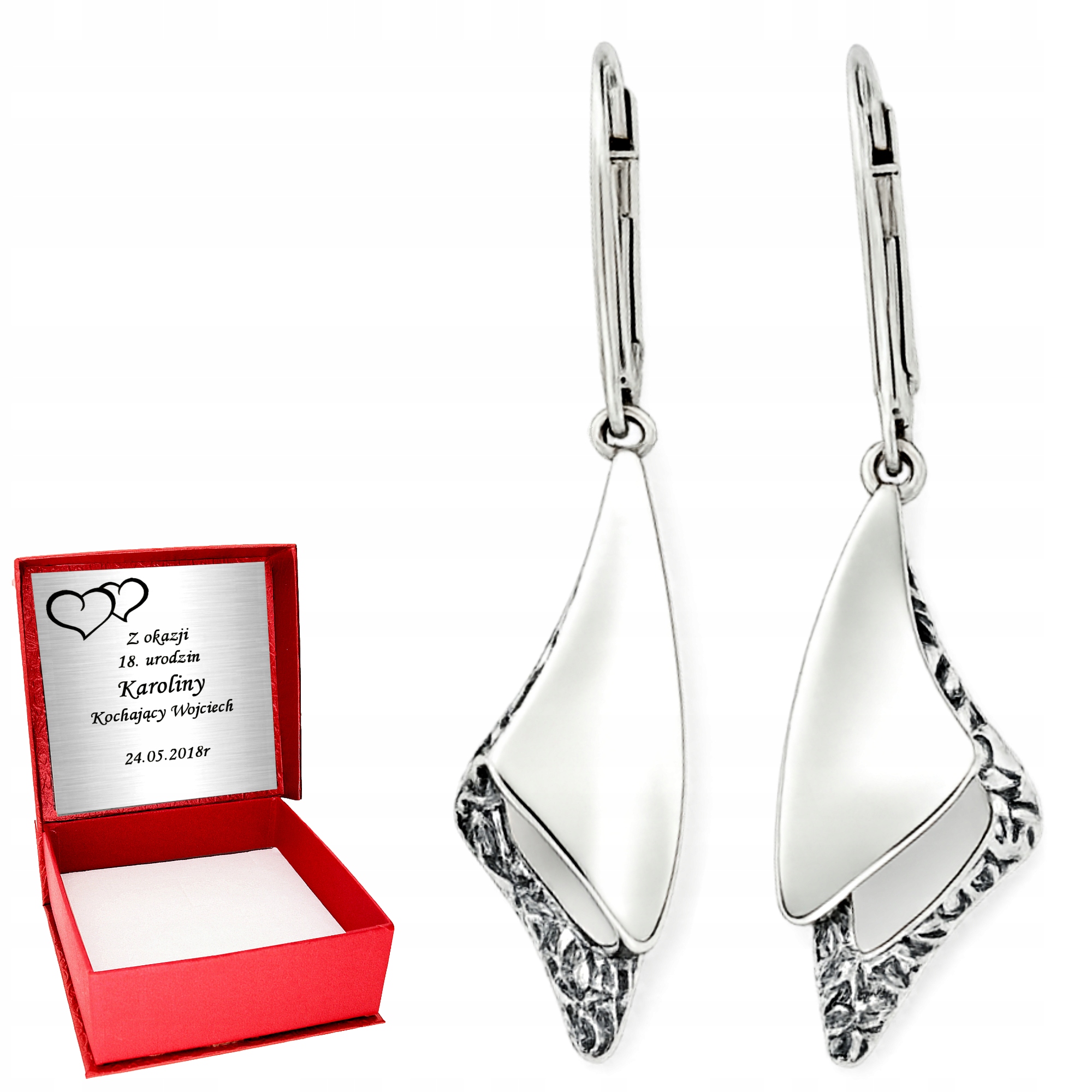 Srebrne Kolczyki 925 Wiszące Gładkie Długie dla Kobiety