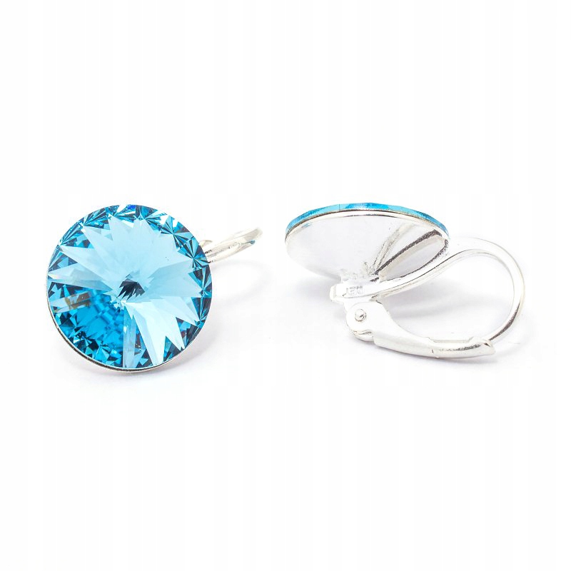 

Srebrne kolczyki z kr. Swarovski Rivoli 12mm Aqua.