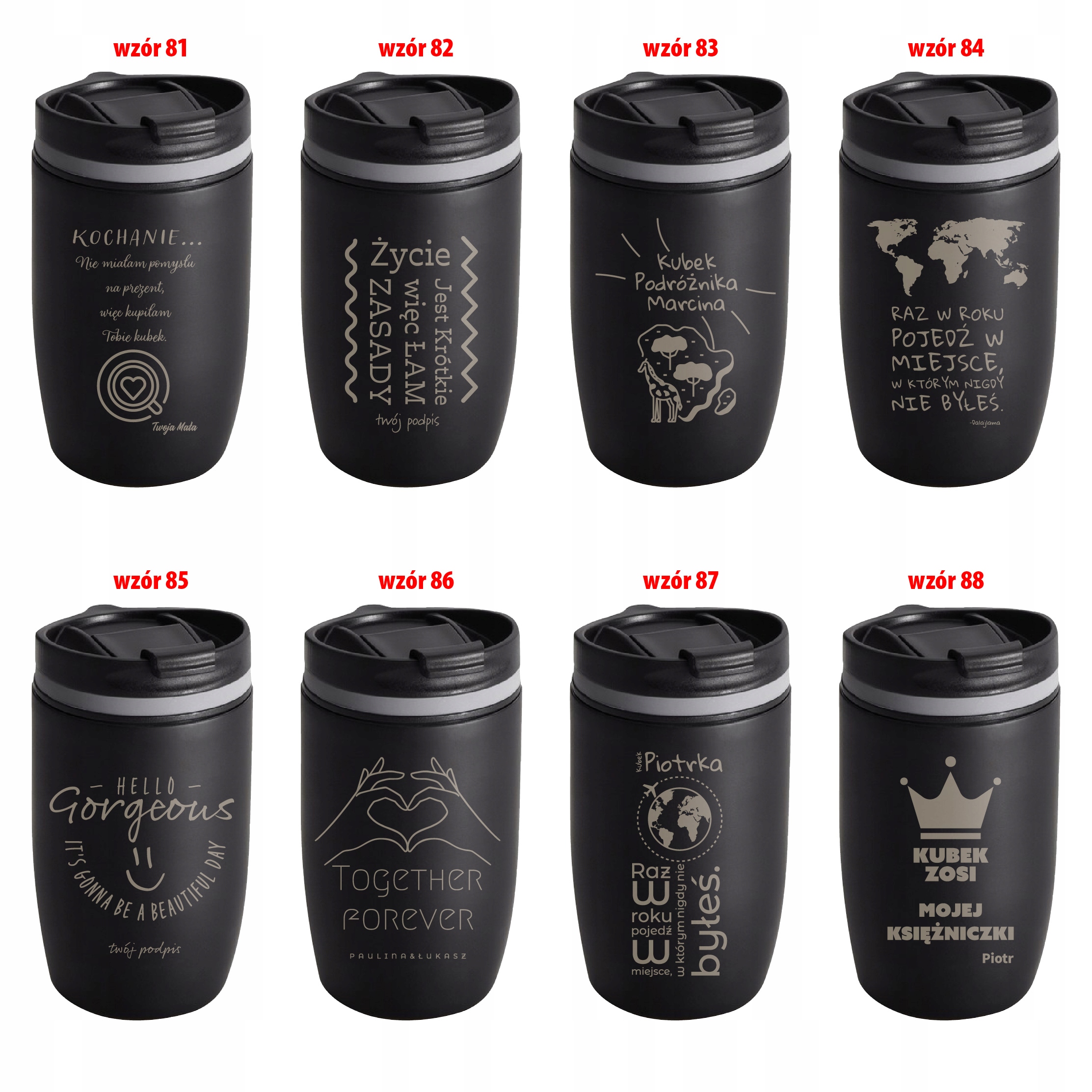 KUBEK TERMICZNY CZARNY MAT Z GRAWEREM Twój napis Pojemność 0.33 l
