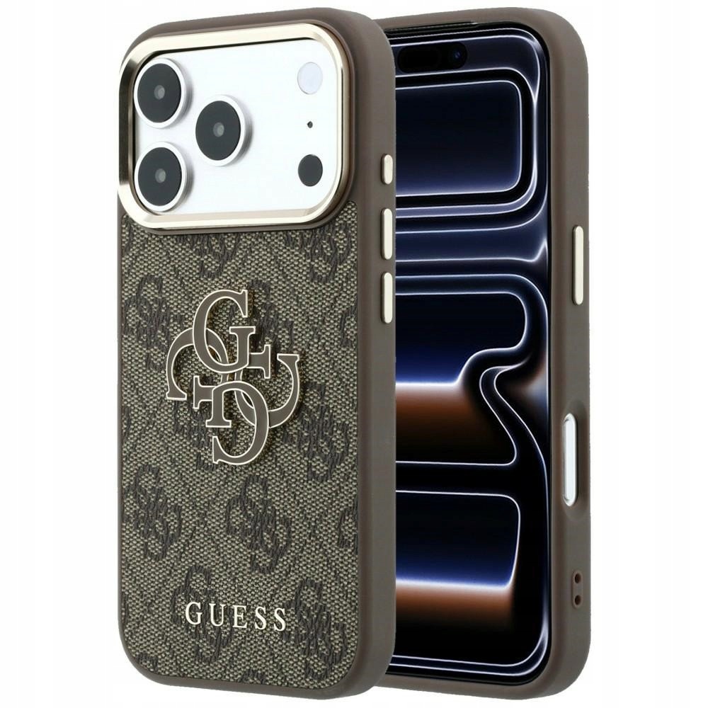 Pouzdro Guess 4G Big Resin Logo pro iPhone 18 Pro 17 Pro, hnědé, pouzdro