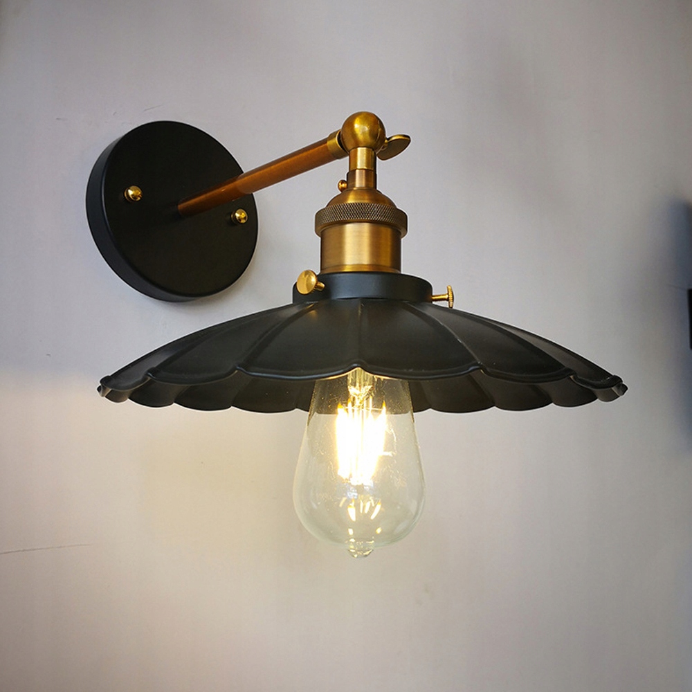 Lampa ścienna kinkiet prosta Retro metalowa LED z kloszem czarnym Marka inna