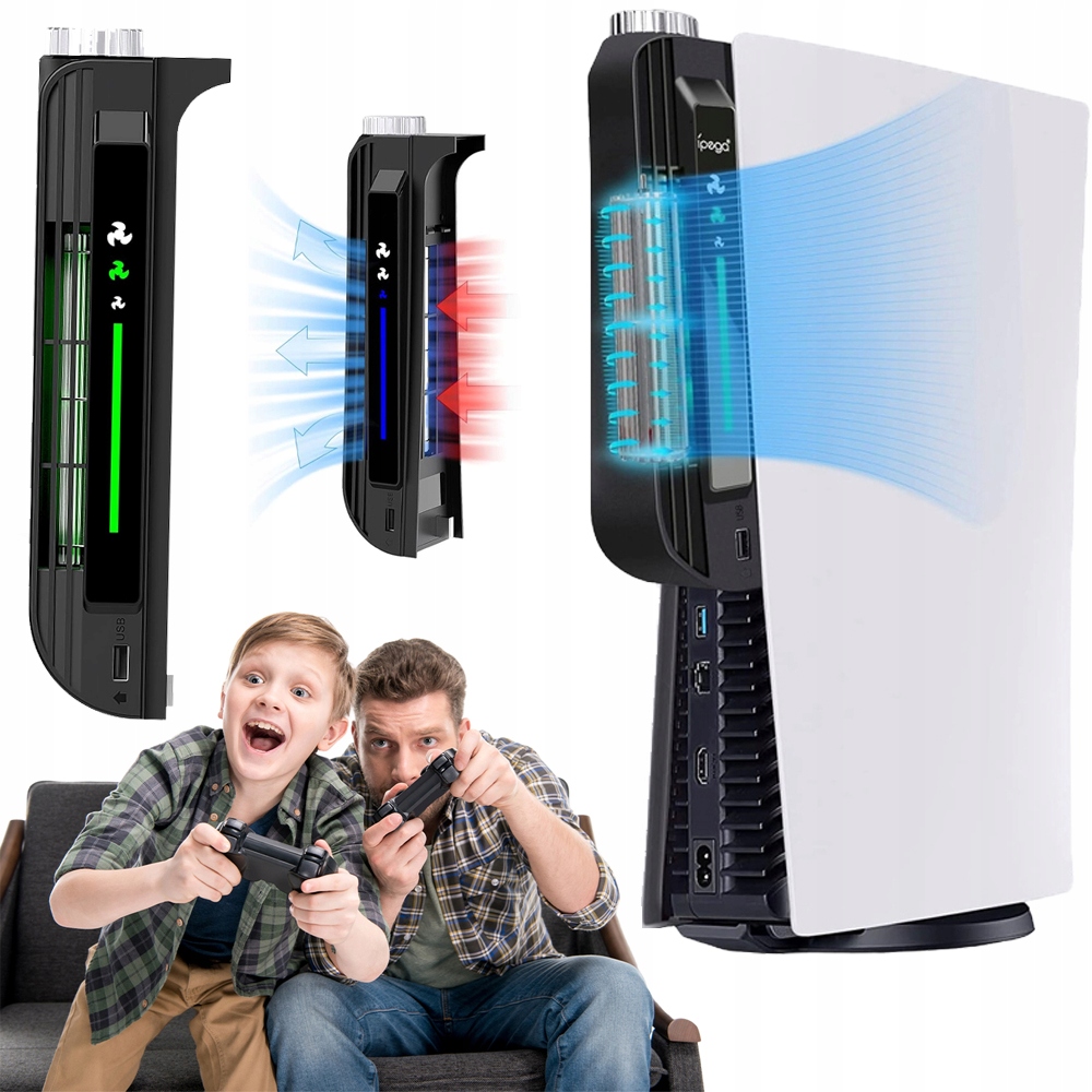 Chladicí Ventilátor Větráček Pro PS5 Překrytí Usb Led 3 Rychlosti Větru