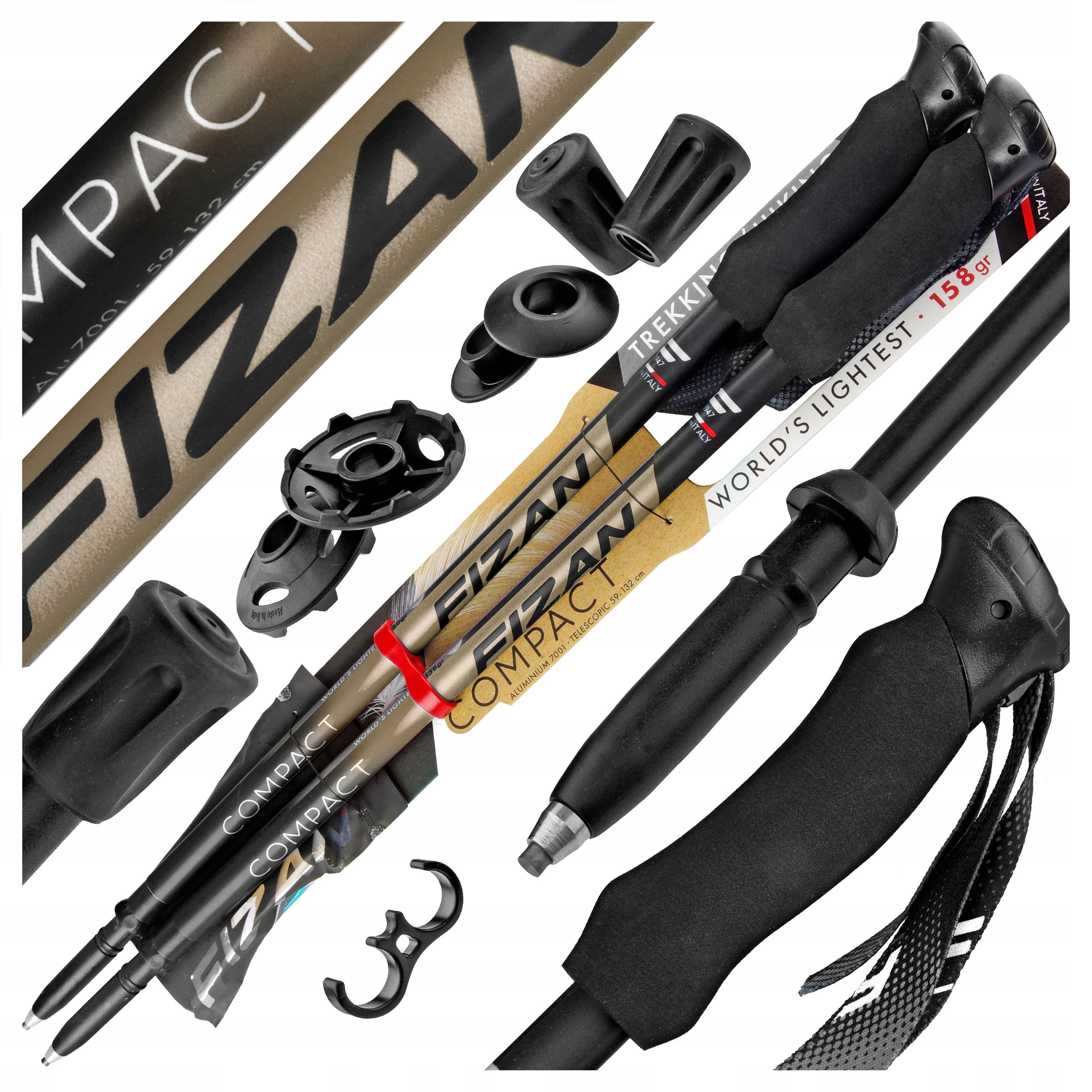 Kije Trekkingowe Fizan Compact Beige Beżowe 59-132 cm Najlżejsze W Góry