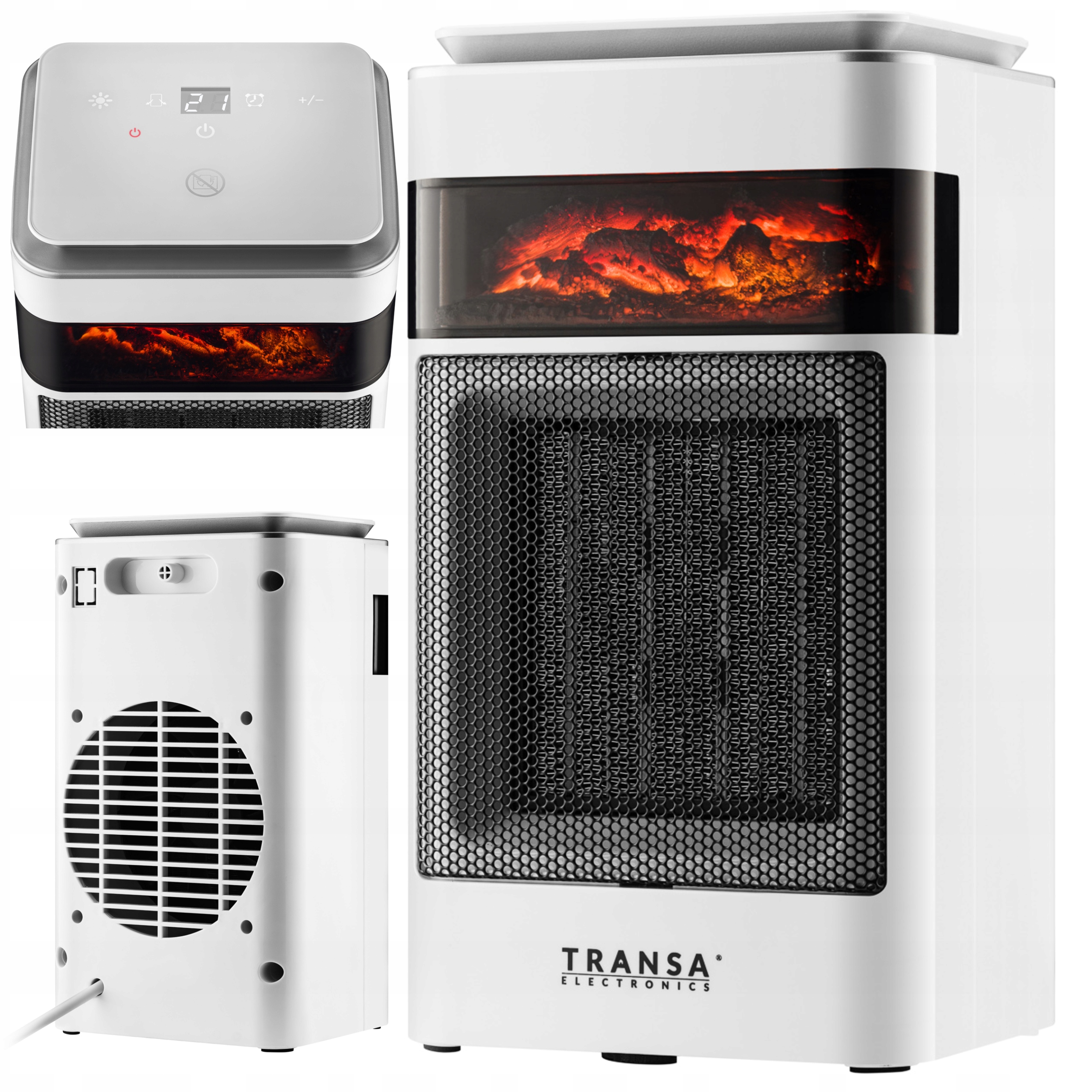 Termowentylator Grzejnik ceramiczny Farelka Efekt Płomienia Panel LCD 1500W