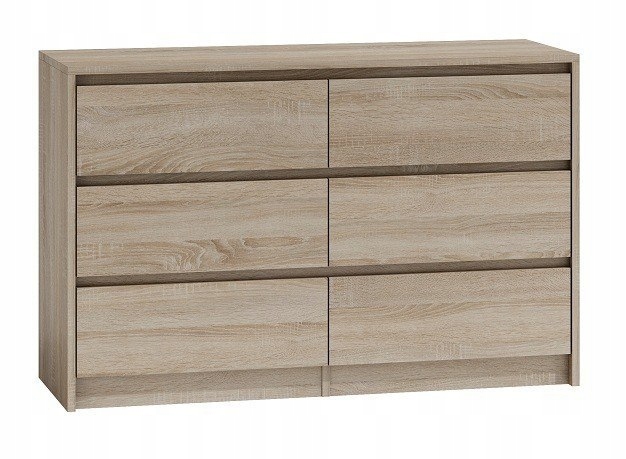 NOWOCZESNA KOMODA Z 6 SZUFLADAMI DĄB SONOMA 120CM