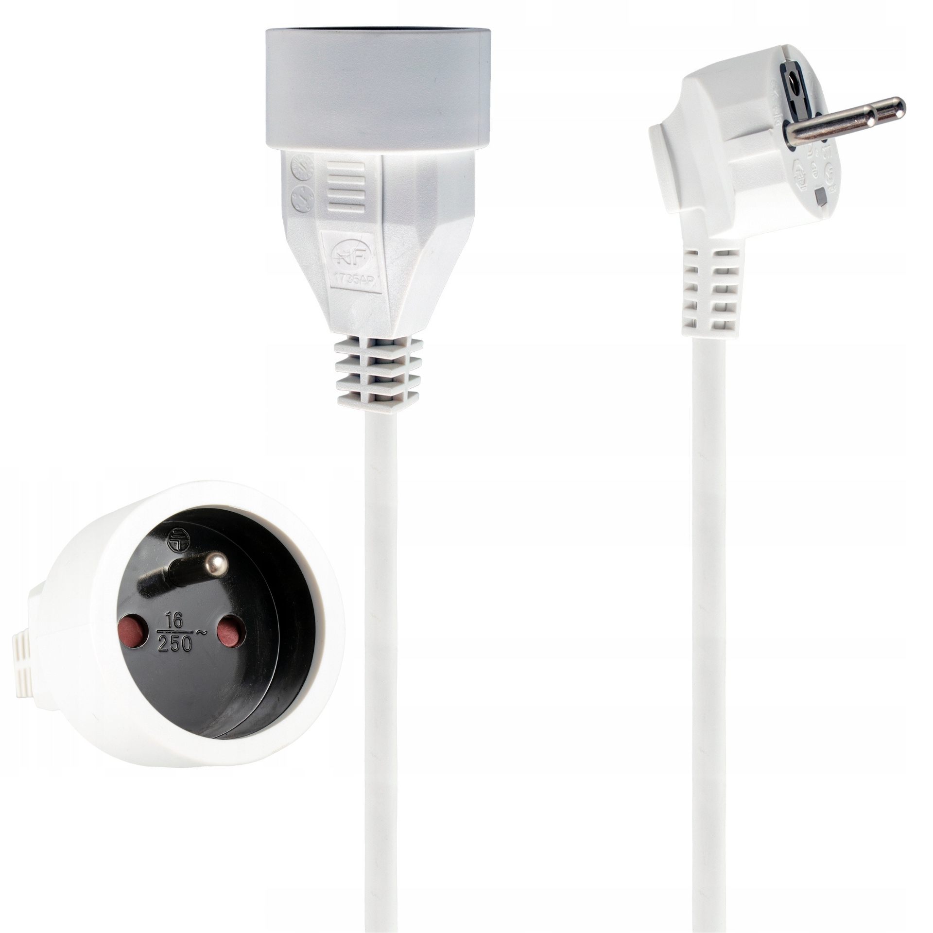 Przedłużacz sieciowy biały pojedynczy 16A 1 gniazdo 10m