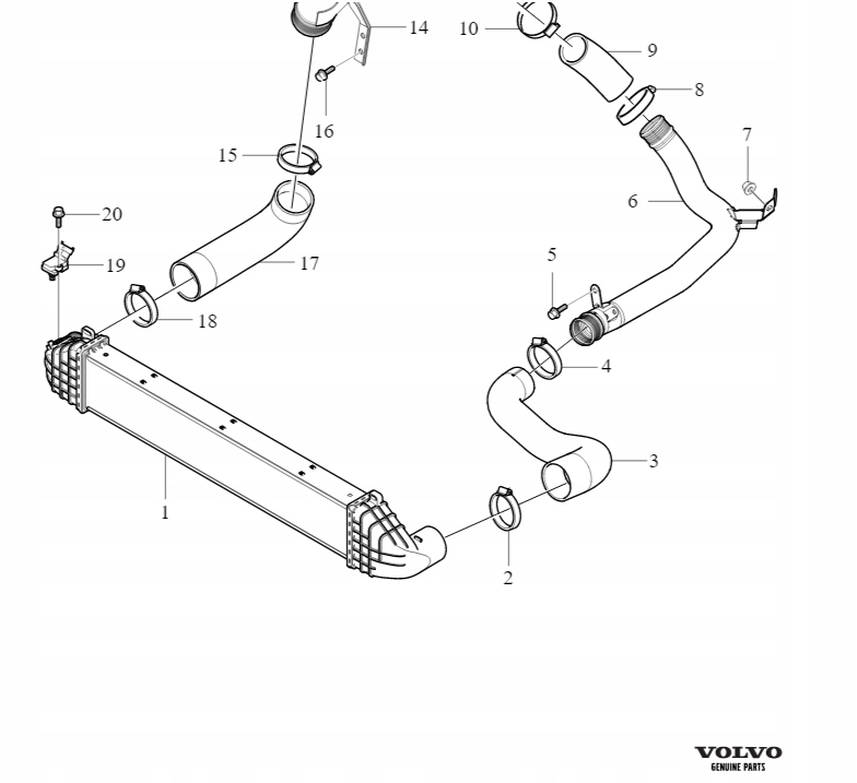 VOLVO S80 V70 XC70 lewy waz przewod intercooler 2,