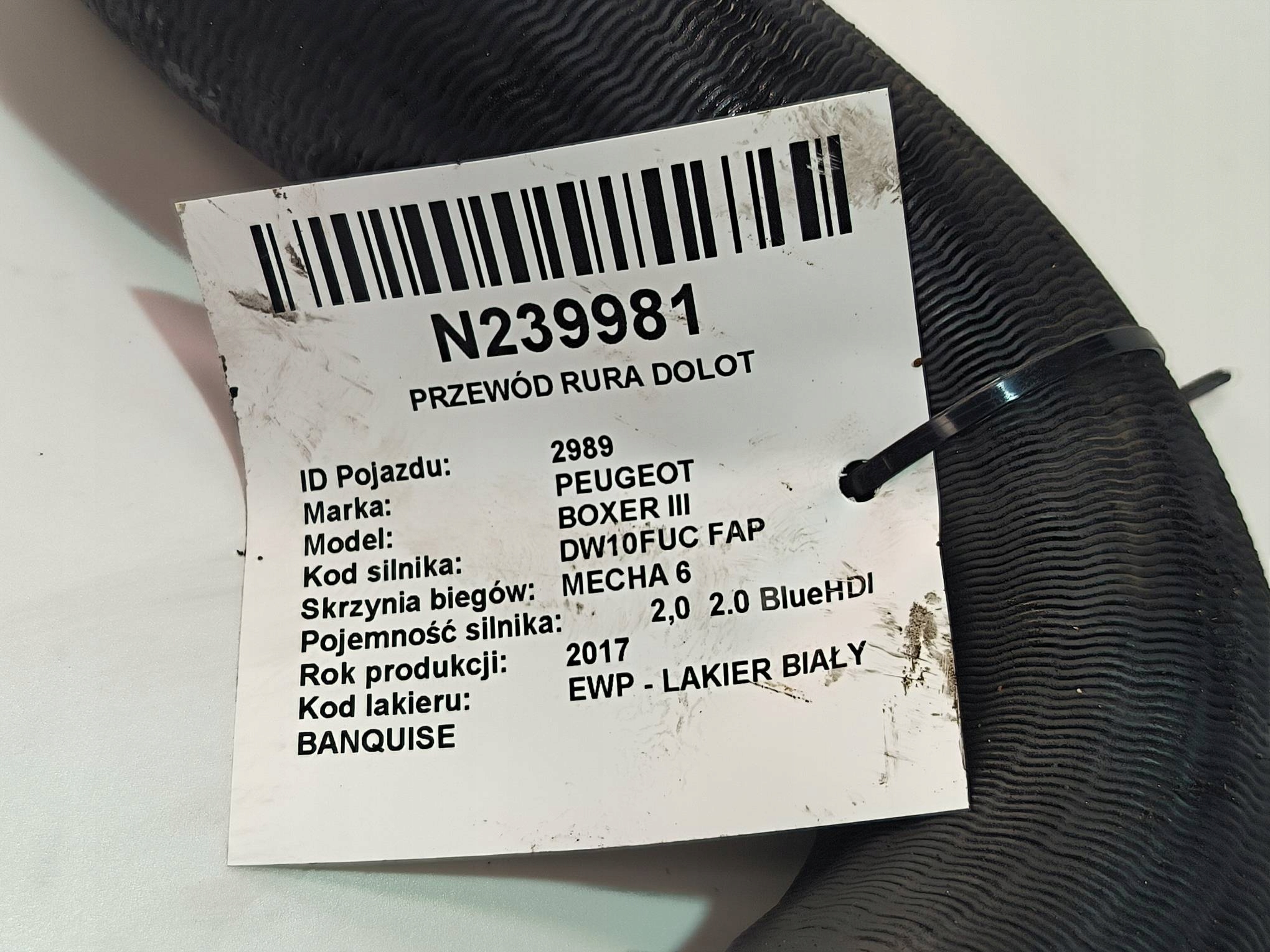 prijenos cijev cijev interkulera 1379294080 PEUGEOT BOXER III