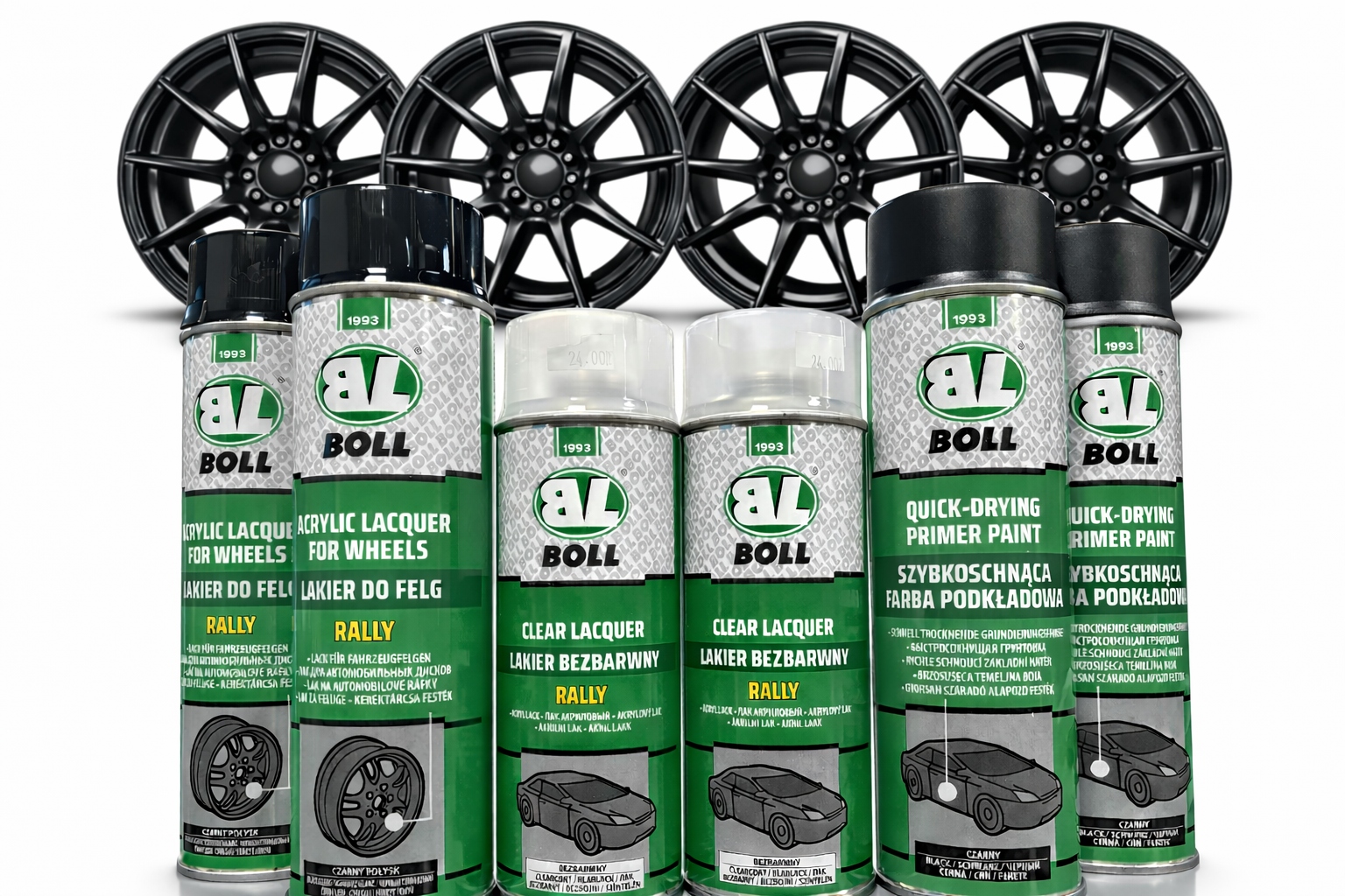 Zestaw do regeneracji felg akrylowy czarny połysk 2800 ml Boll