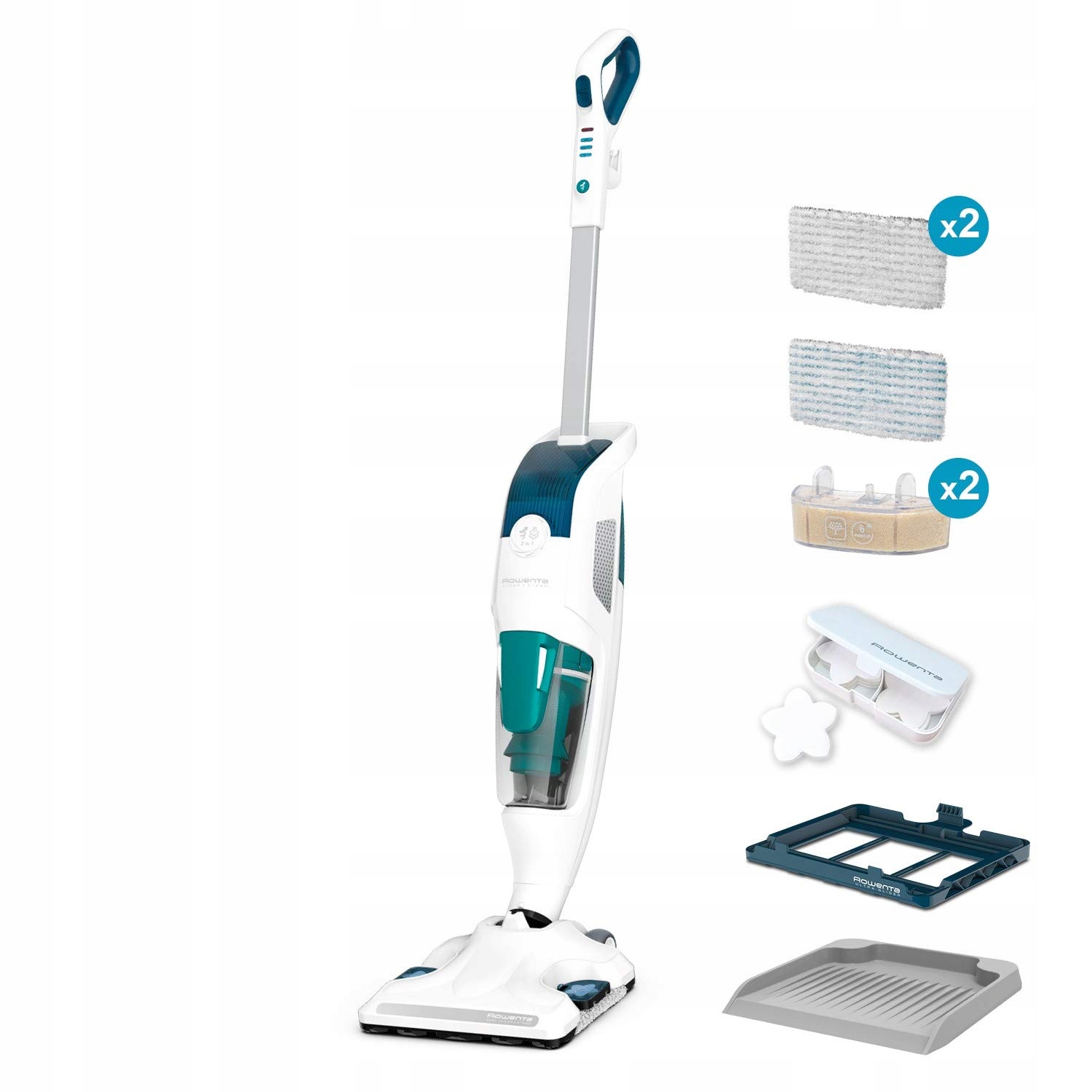 Rowenta Parní čistič Clean & Steam Revolution, bílá a modrá