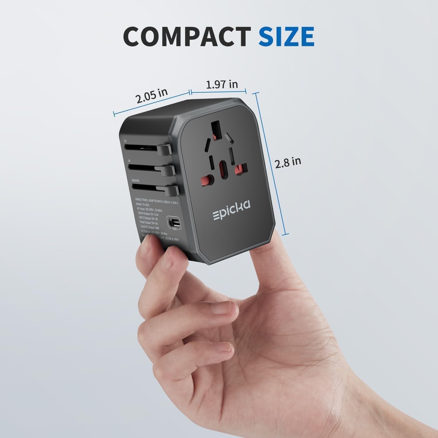 EPICKA Adapter Podróżny Uniwersalny 30W 3 USB-C 2 USB-A Na Cały Świat — miniatura 6