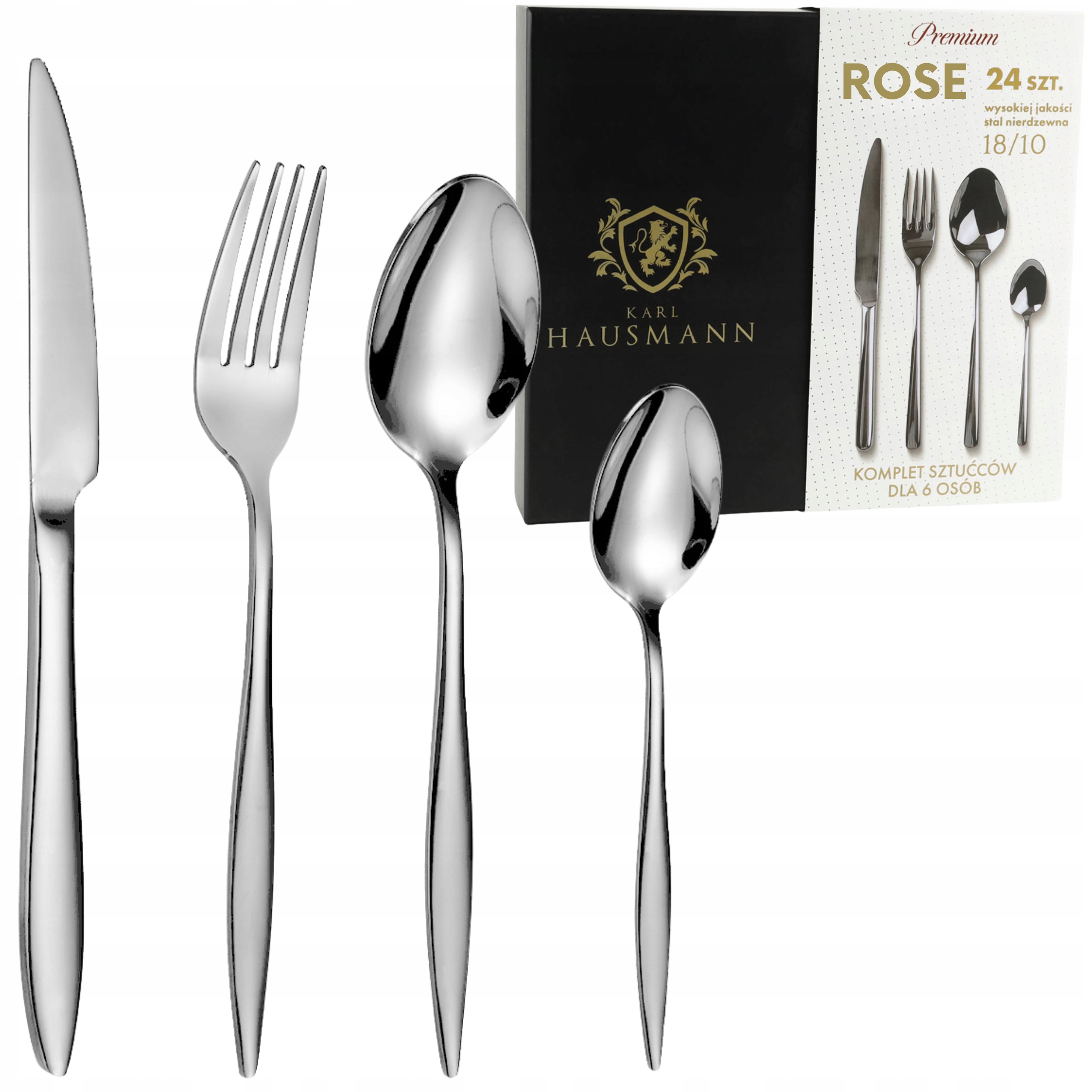 Příbory Sada Příborů Souprava 24 ks pro 6 osob z nerezové oceli 18/10