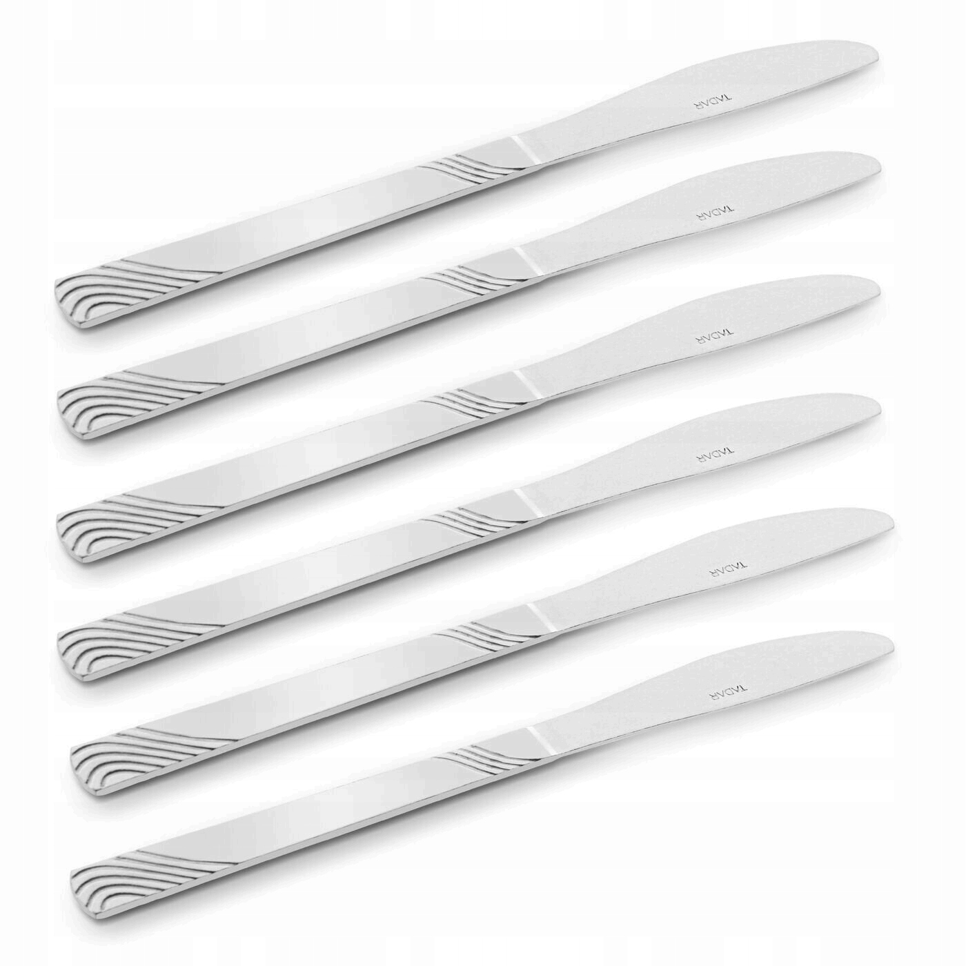 ZESTAW NOŻY KOMPLET obiadowe noże z wzorem 6 sztuk nierdzewne ZMYWARKA Erie